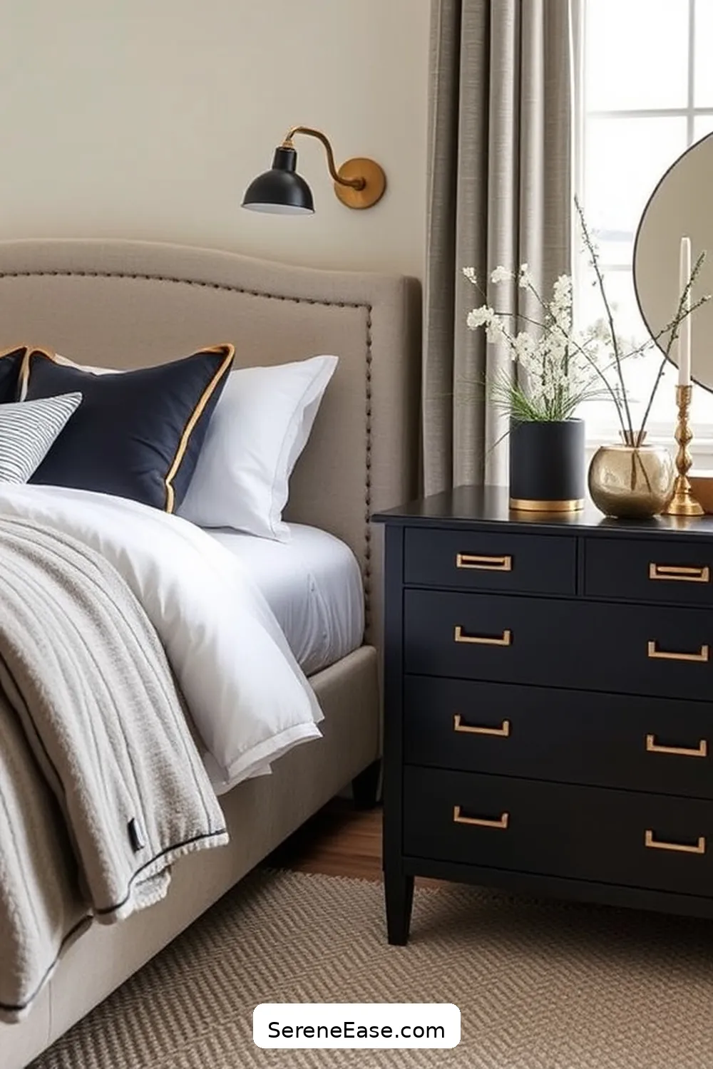 18 Ways to Use Metallic Accents in a Modern Farmhouse Bedroom Style 10 Metallic Hardware on Furniture for 18 Ways to Use Metallic Accents in a Modern Farmhouse Bedroom Style
