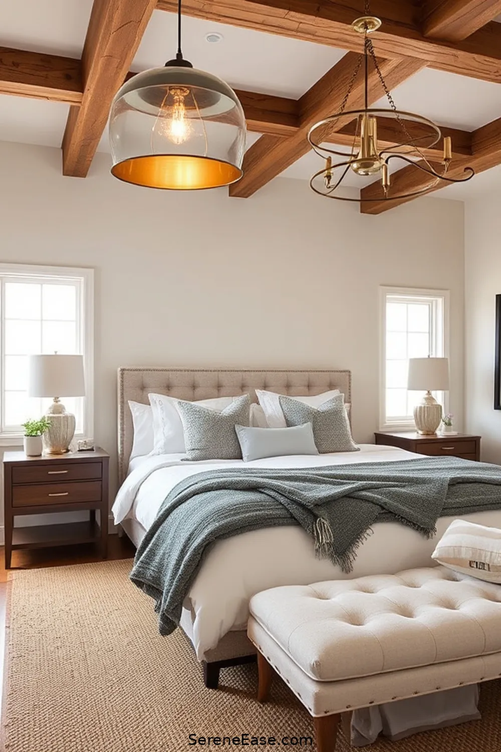 18 Ways to Use Metallic Accents in a Modern Farmhouse Bedroom Style 2 Metallic Light Fixtures for 18 Ways to Use Metallic Accents in a Modern Farmhouse Bedroom Style