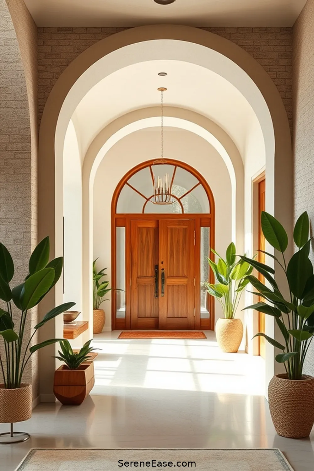 Highlight Architectural Features for 18 Ways to Use Neutral Tones in a Mid-Century Modern Style Entryway