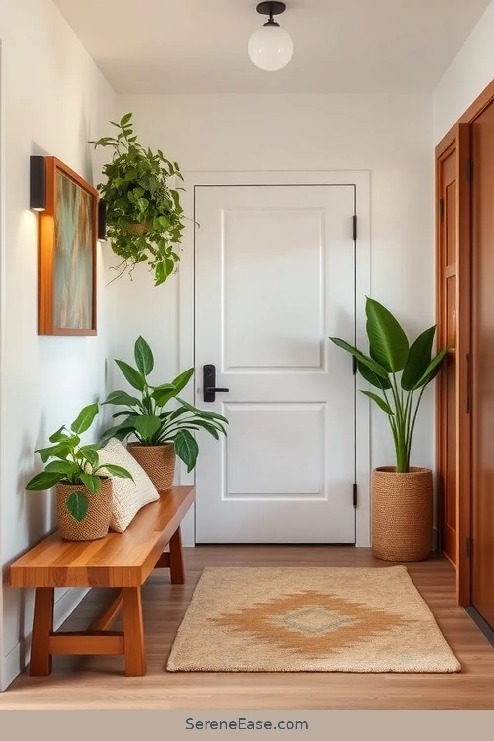 Incorporate Natural Wood Elements for 18 Ways to Use Neutral Tones in a Mid-Century Modern Style Entryway
