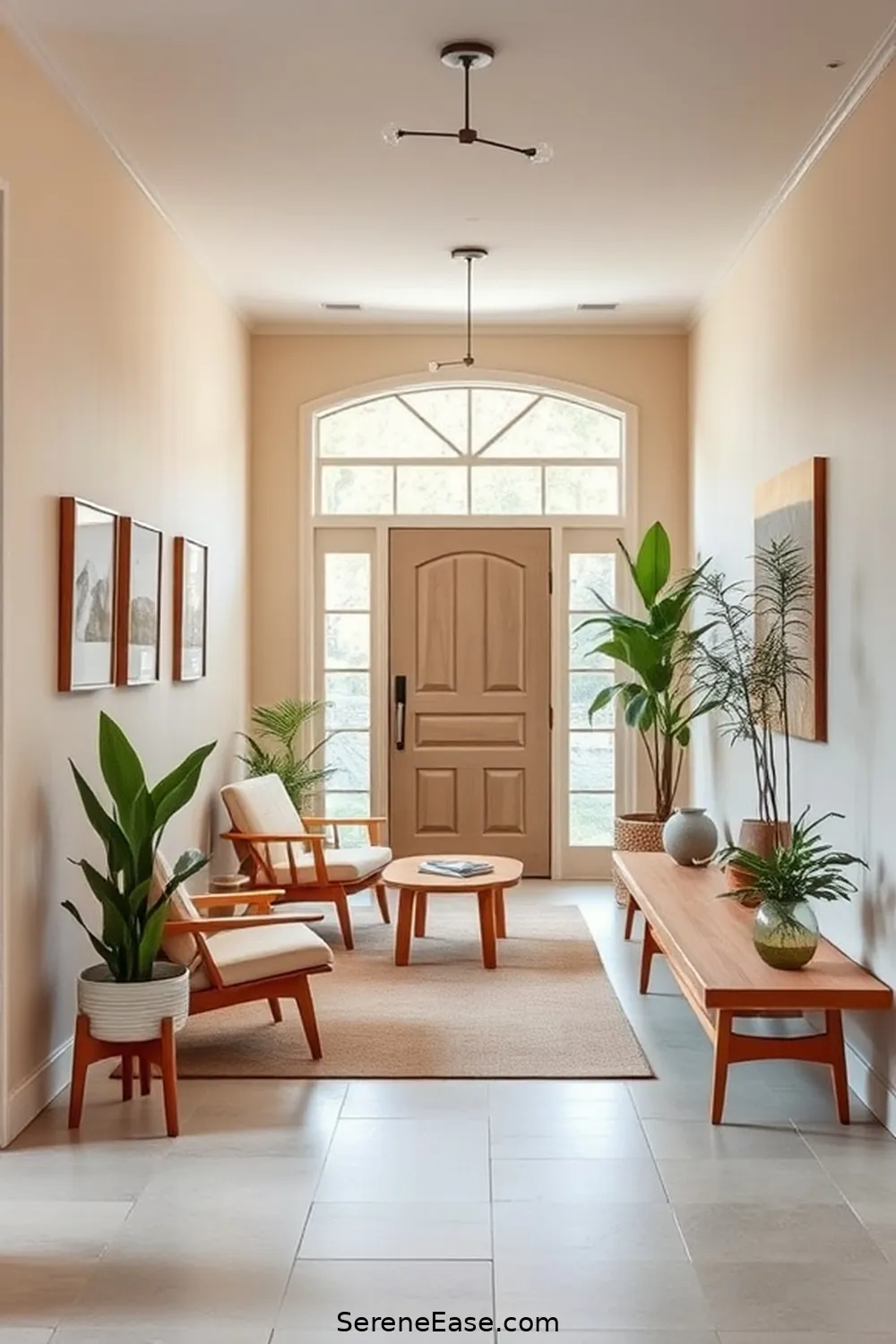 Opt for Neutral Wall Colors for 18 Ways to Use Neutral Tones in a Mid-Century Modern Style Entryway