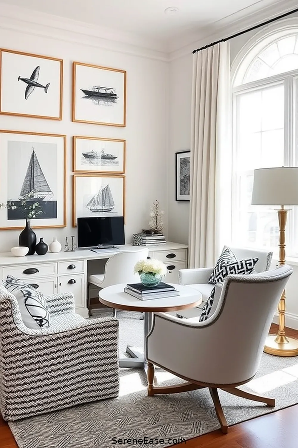 19 Chic Ways to Incorporate Black and White in Your Coastal Home Office Style 5 Black and White Coastal Prints for 19 Chic Ways to Incorporate Black and White in Your Coastal Home Office Style