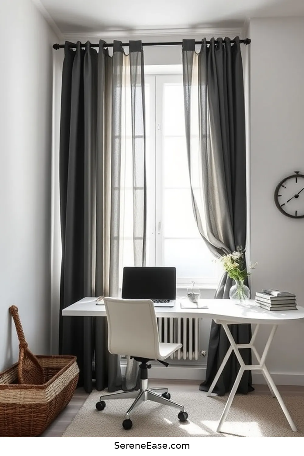 19 Chic Ways to Incorporate Black and White in Your Coastal Home Office Style 11 Black and White Curtains for 19 Chic Ways to Incorporate Black and White in Your Coastal Home Office Style