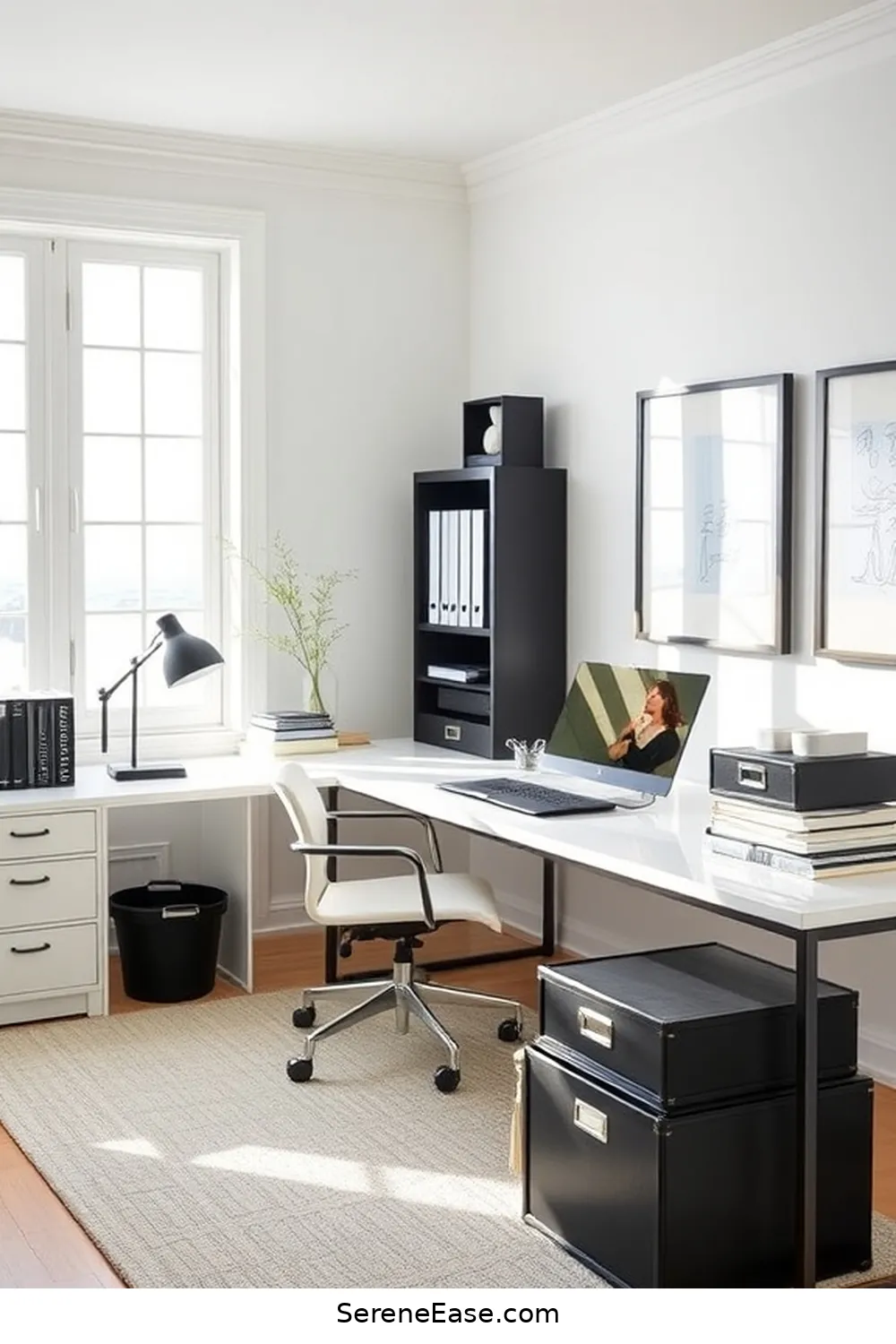 19 Chic Ways to Incorporate Black and White in Your Coastal Home Office Style 15 Black and White Organizational Tools for 19 Chic Ways to Incorporate Black and White in Your Coastal Home Office Style
