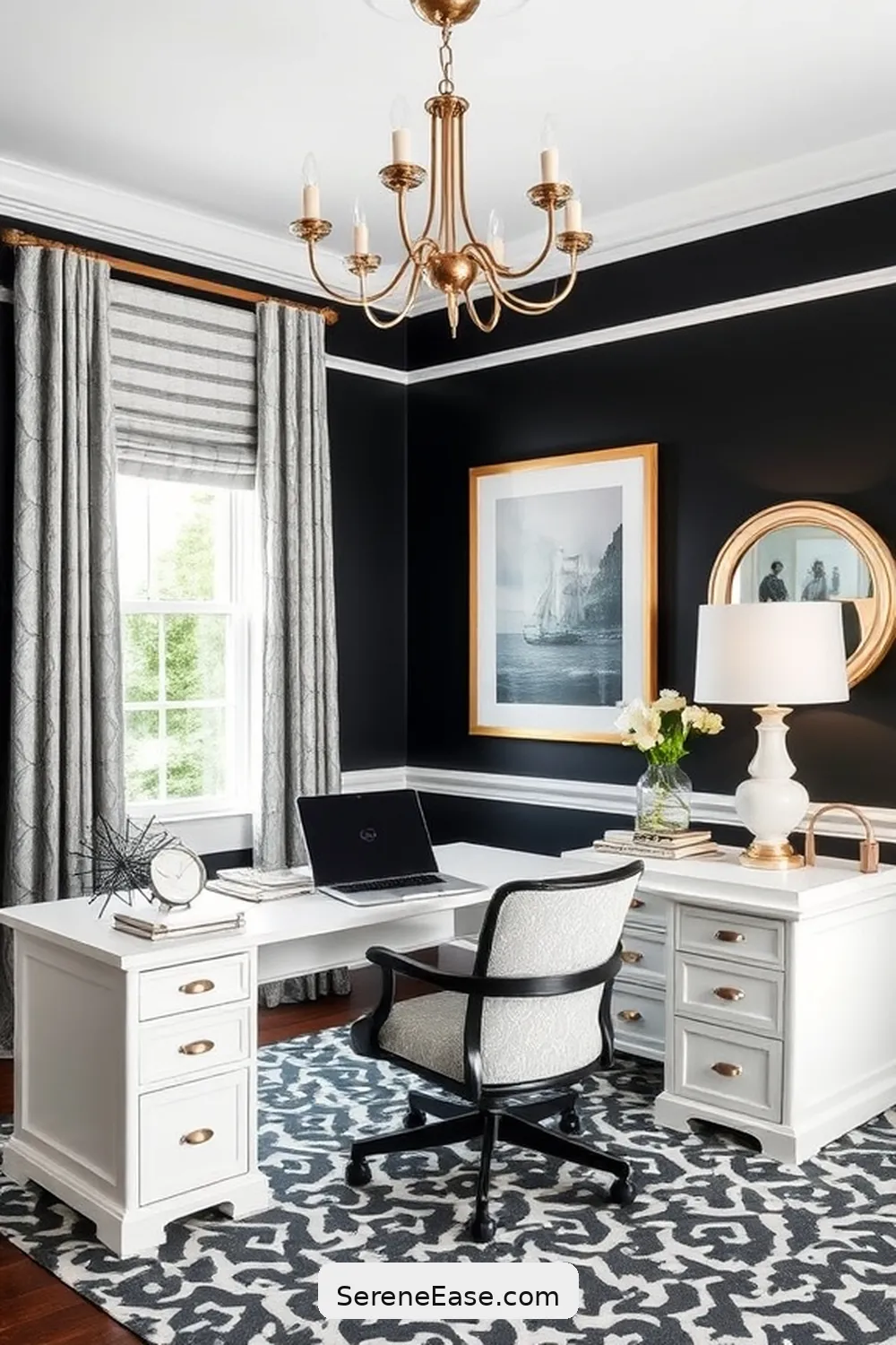 19 Chic Ways to Incorporate Black and White in Your Coastal Home Office Style 12 Chic Wall Paint Combinations for 19 Chic Ways to Incorporate Black and White in Your Coastal Home Office Style