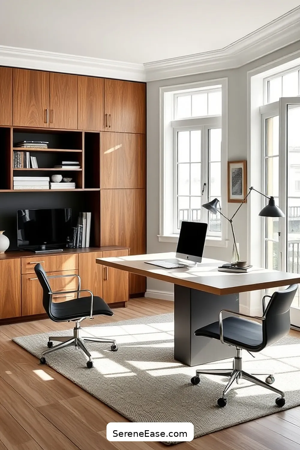 19 Chic Ways to Incorporate Black and White in Your Coastal Home Office Style 10 Contrast With Natural Wood Elements for 19 Chic Ways to Incorporate Black and White in Your Coastal Home Office Style