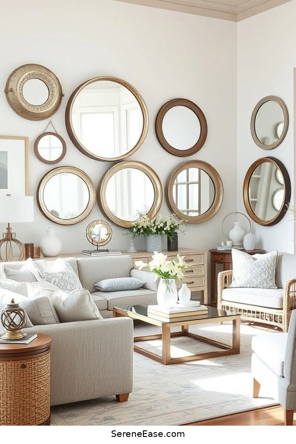 19 Stunning Ways to Incorporate Metallic Accents in Your Coastal Living Room Style 11 Include Metallic Mirrors for 19 Stunning Ways to Incorporate Metallic Accents in Your Coastal Living Room Style