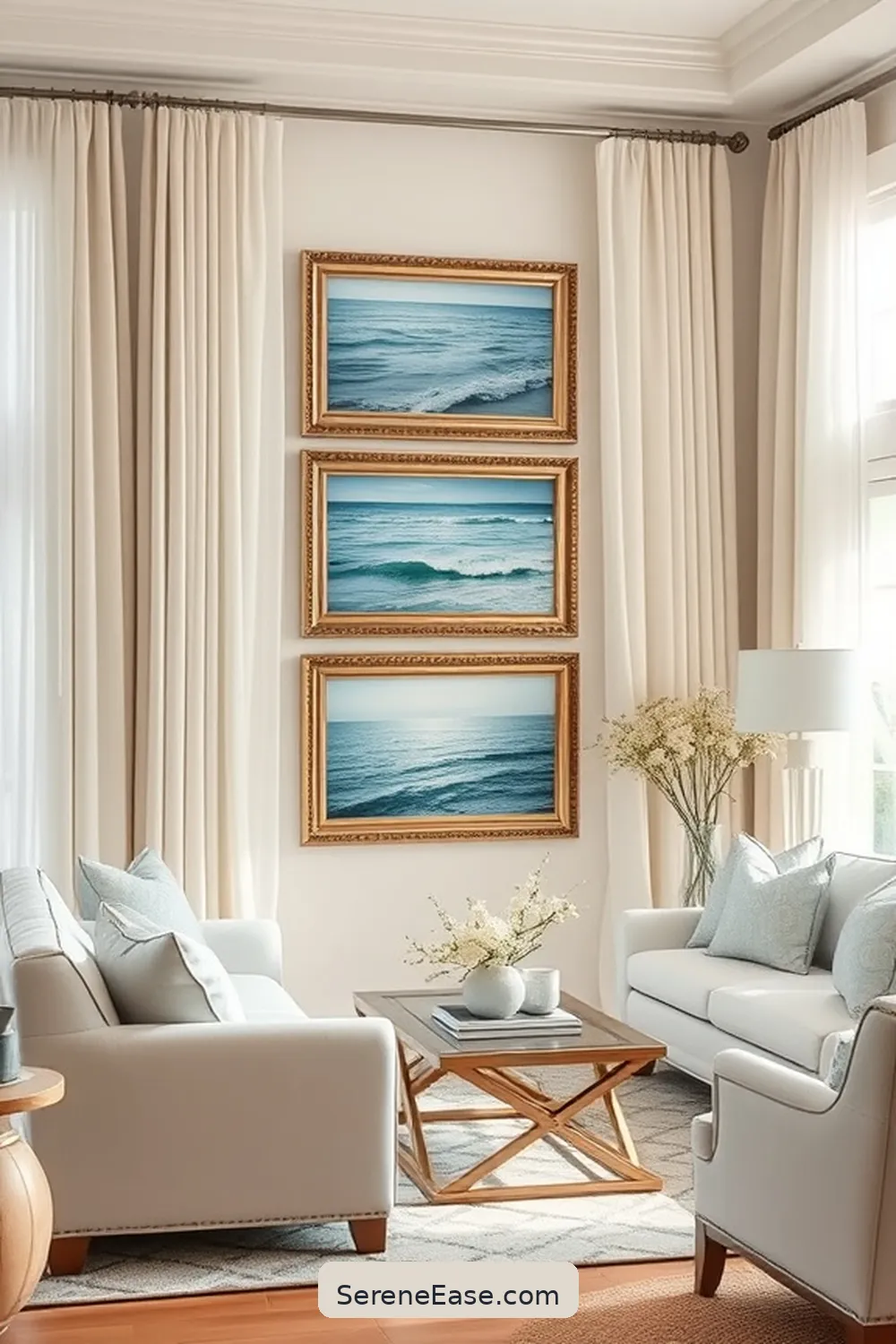 19 Stunning Ways to Incorporate Metallic Accents in Your Coastal Living Room Style 3 Incorporate Metallic Picture Frames for 19 Stunning Ways to Incorporate Metallic Accents in Your Coastal Living Room Style