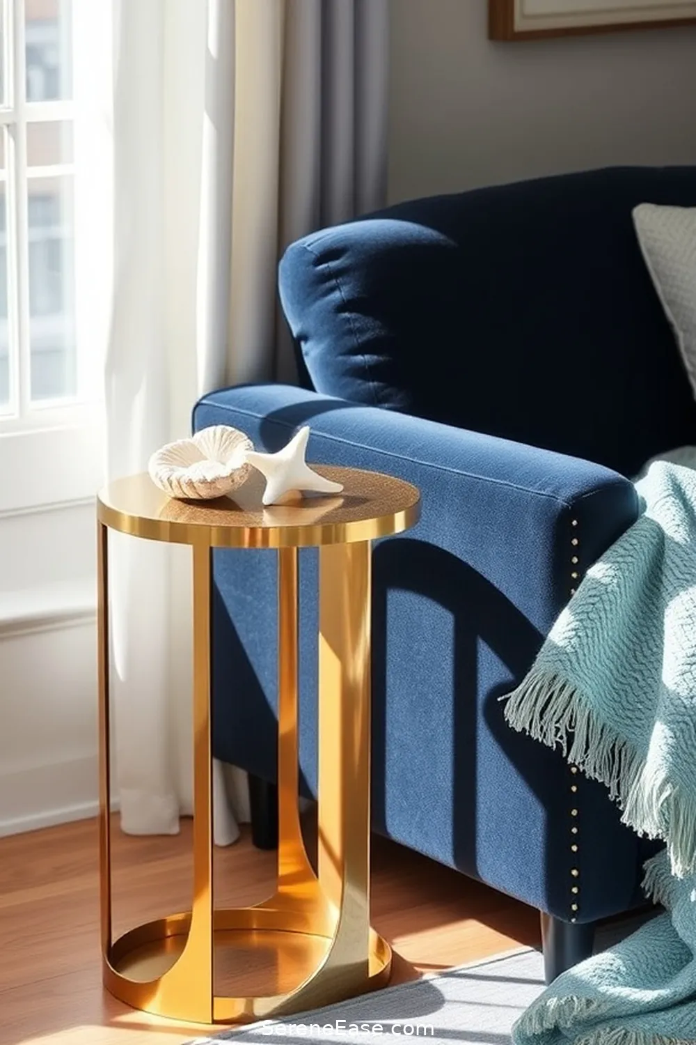 19 Stunning Ways to Incorporate Metallic Accents in Your Coastal Living Room Style 19 Select a Metallic Side Table for 19 Stunning Ways to Incorporate Metallic Accents in Your Coastal Living Room Style