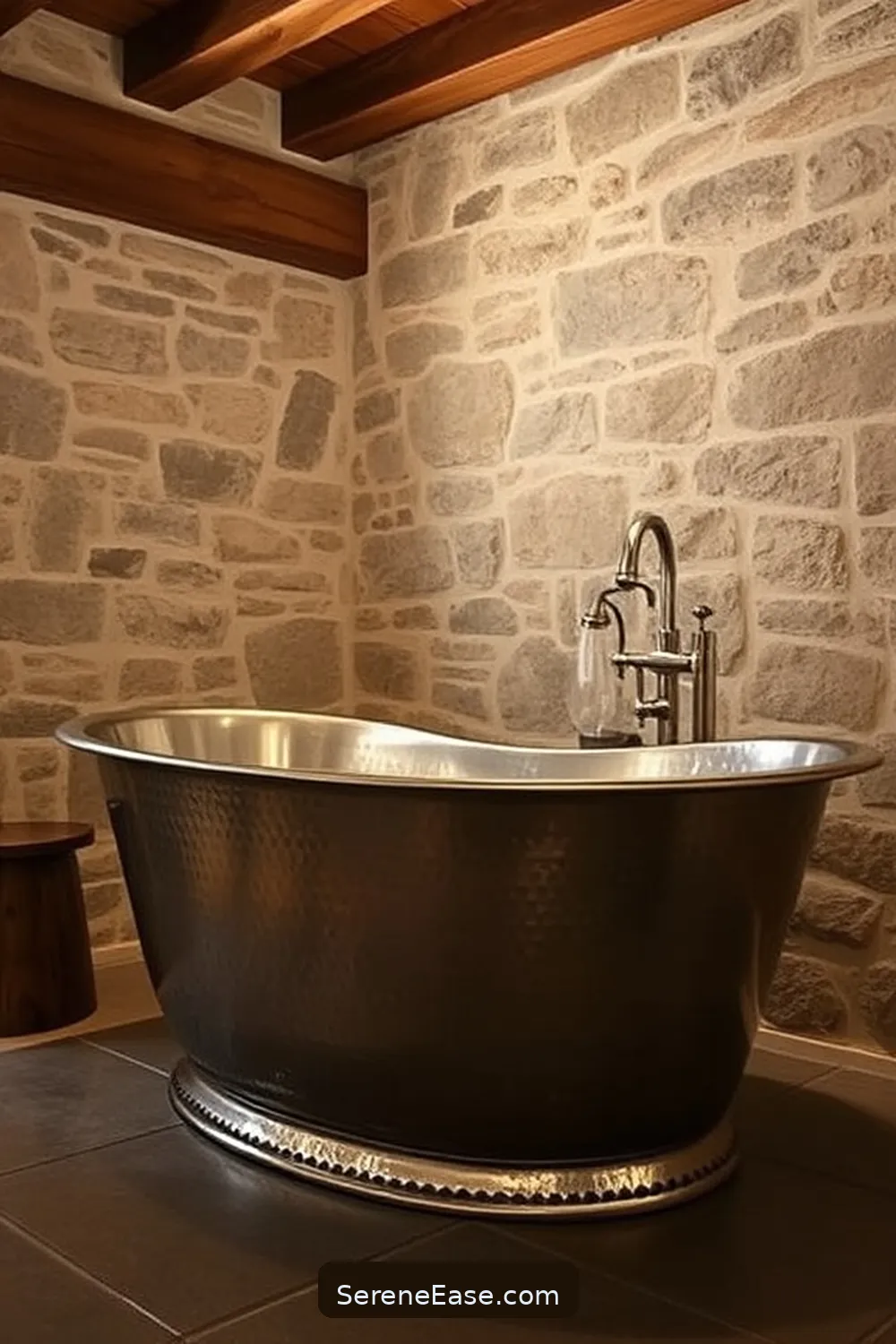 19 Stunning Ways to Use Metallic Accents in Rustic Bathroom Style 10 Select a Hammered Metal Bathtub for 19 Stunning Ways to Use Metallic Accents in Rustic Bathroom Style