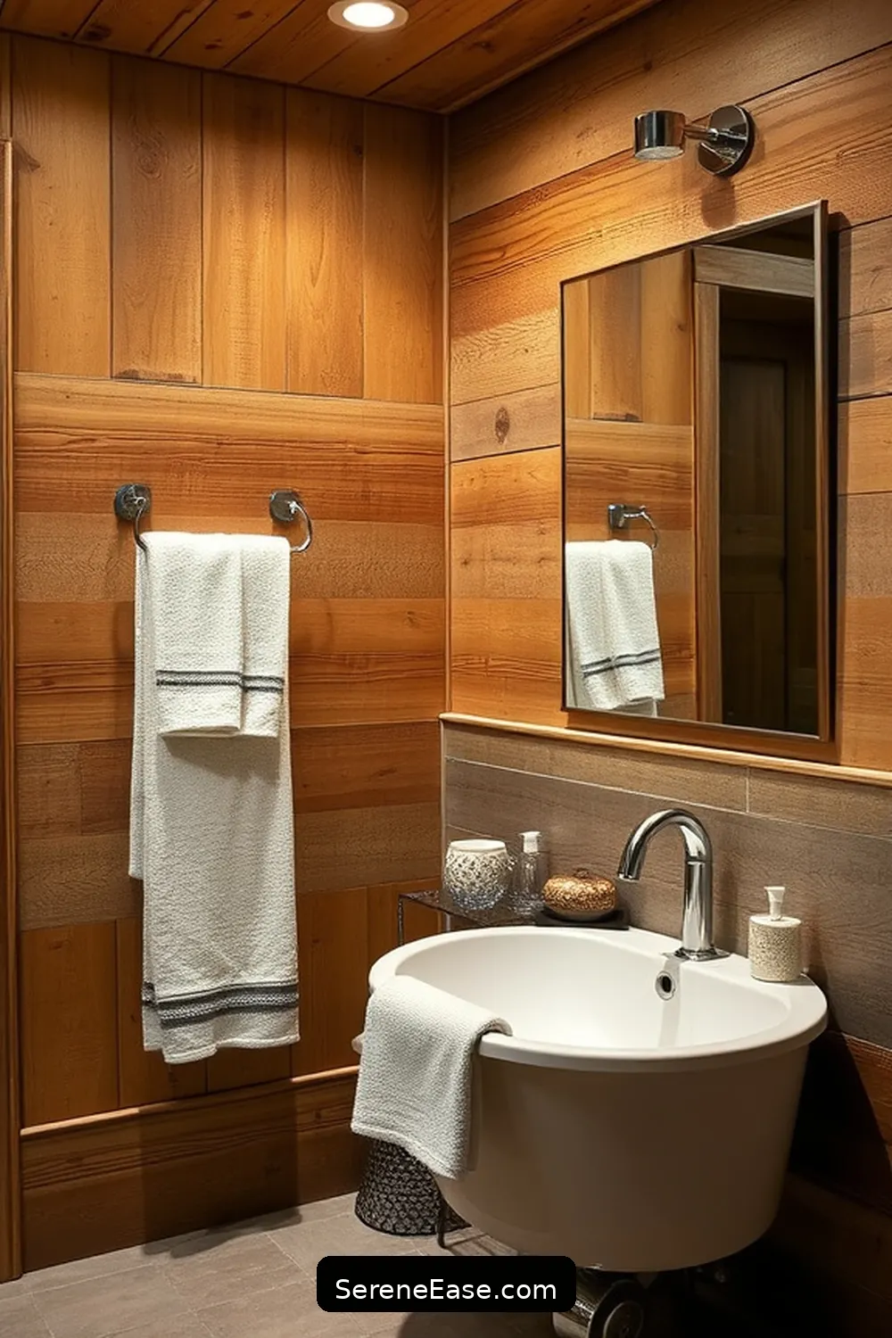 19 Stunning Ways to Use Metallic Accents in Rustic Bathroom Style 9 Use Stainless Steel Towel Bars for 19 Stunning Ways to Use Metallic Accents in Rustic Bathroom Style
