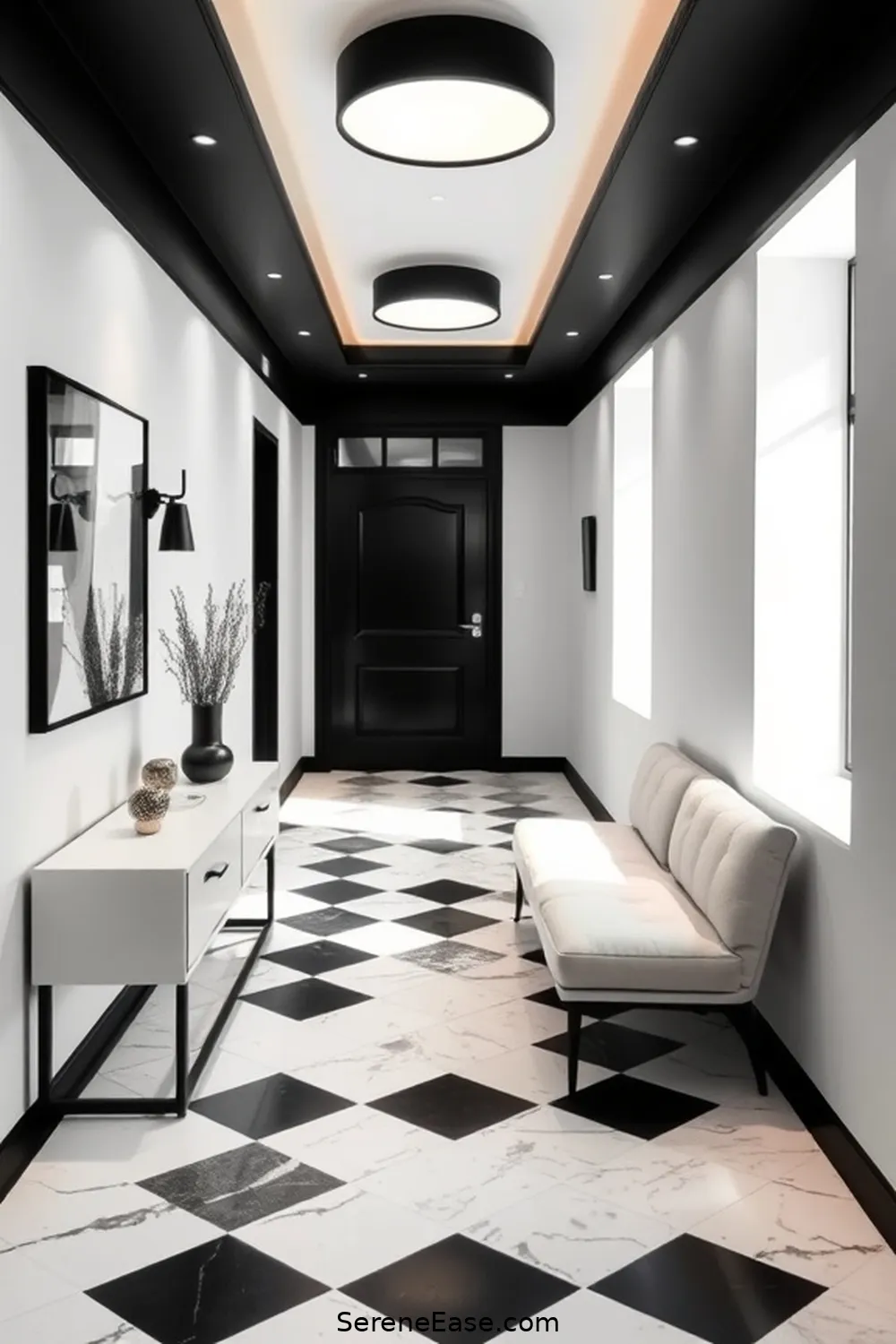 19 Ways to Achieve Black and White Minimalist Style in Your Hallway 2 Choose a Monochromatic Color Scheme for 19 Ways to Achieve Black and White Minimalist Style in Your Hallway