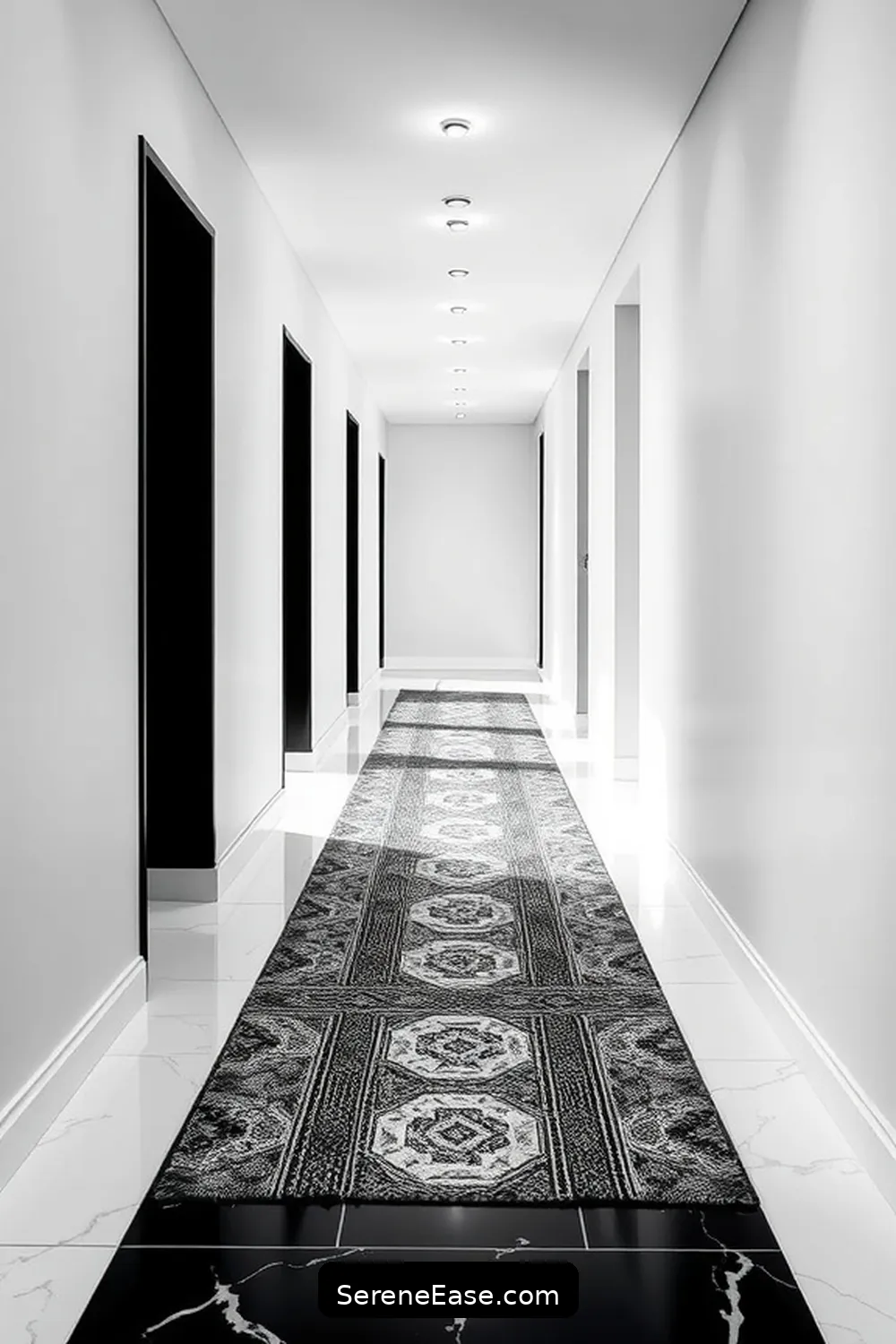 19 Ways to Achieve Black and White Minimalist Style in Your Hallway 16 Layer Textures for Interest for 19 Ways to Achieve Black and White Minimalist Style in Your Hallway
