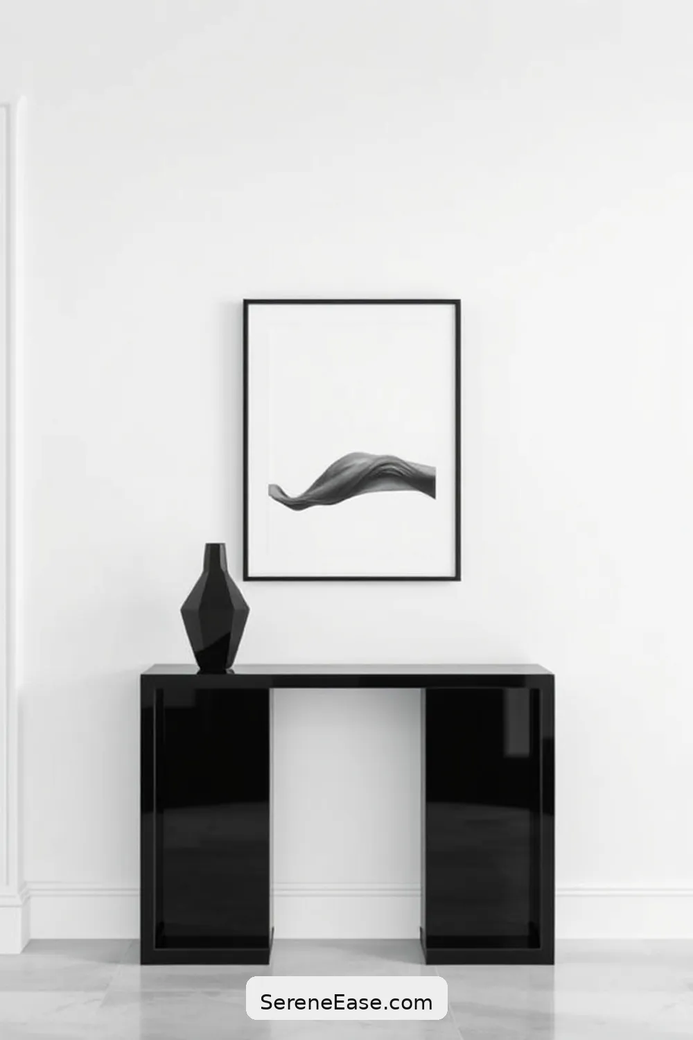 19 Ways to Achieve Black and White Minimalist Style in Your Hallway 11 Select a Minimalist Console Table for 19 Ways to Achieve Black and White Minimalist Style in Your Hallway