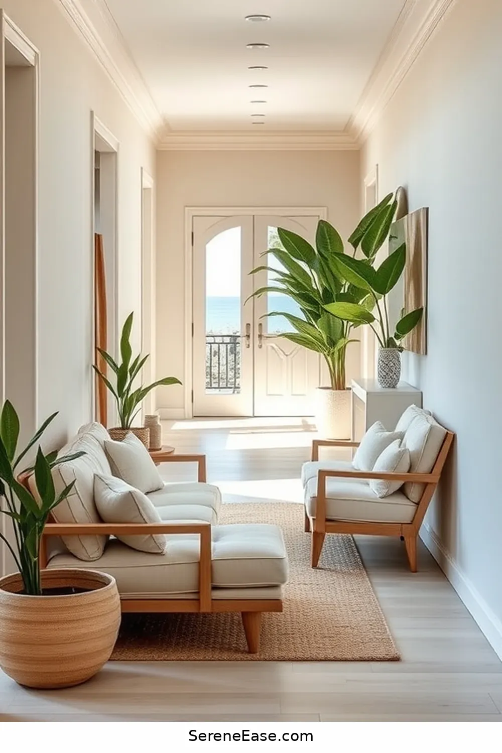 19 Ways to Achieve Monochromatic Coastal Style in Your Hallway 13 Choose Functional Coastal Furniture for 19 Ways to Achieve Monochromatic Coastal Style in Your Hallway