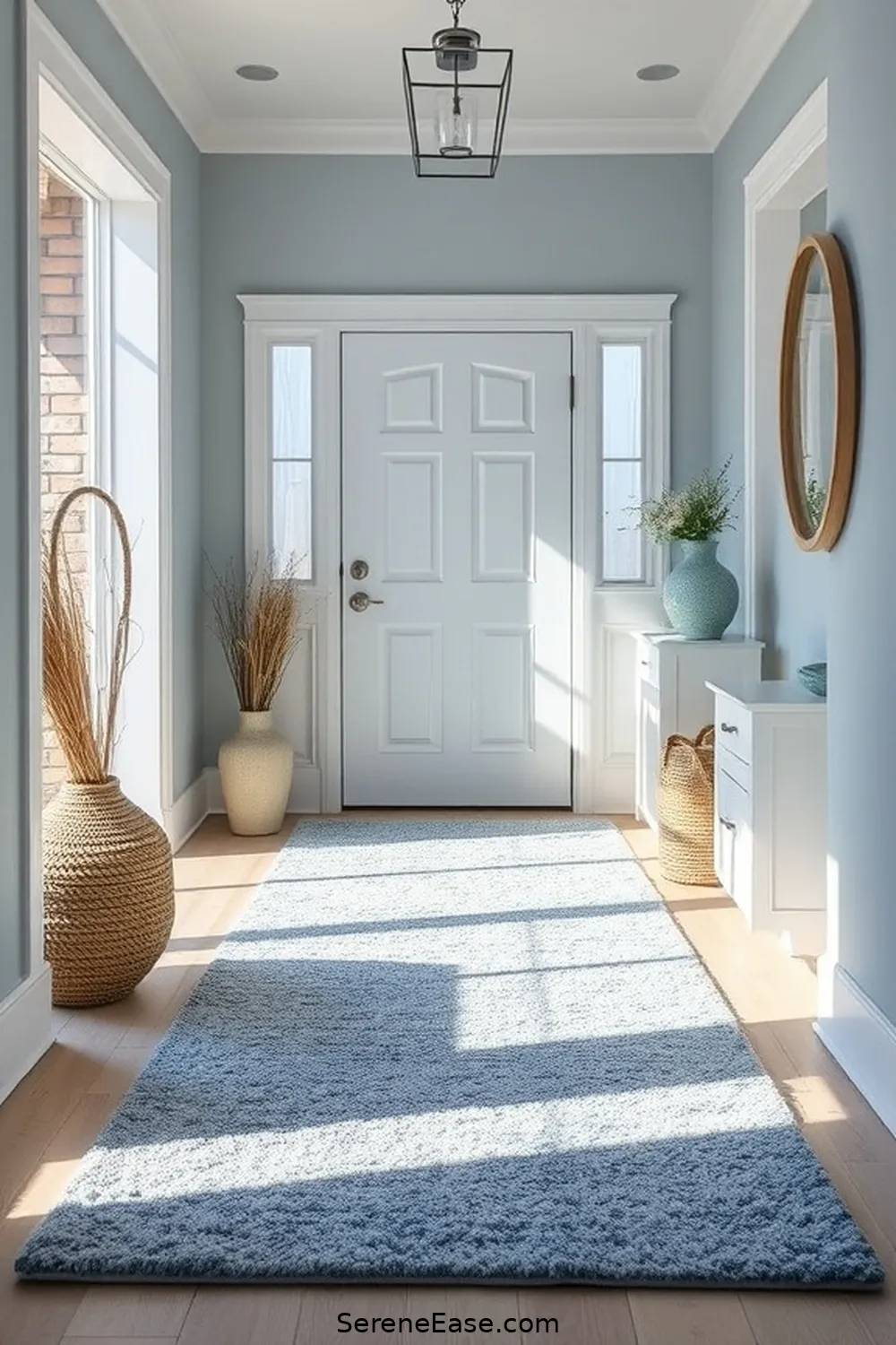 19 Ways to Achieve Monochromatic Coastal Style in Your Hallway 19 Create a Welcoming Entryway Mat for 19 Ways to Achieve Monochromatic Coastal Style in Your Hallway