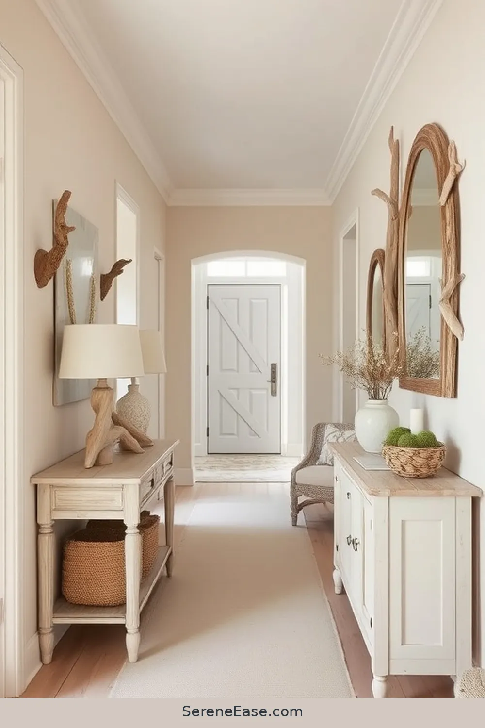 19 Ways to Achieve Monochromatic Coastal Style in Your Hallway 15 Incorporate Driftwood Elements for 19 Ways to Achieve Monochromatic Coastal Style in Your Hallway