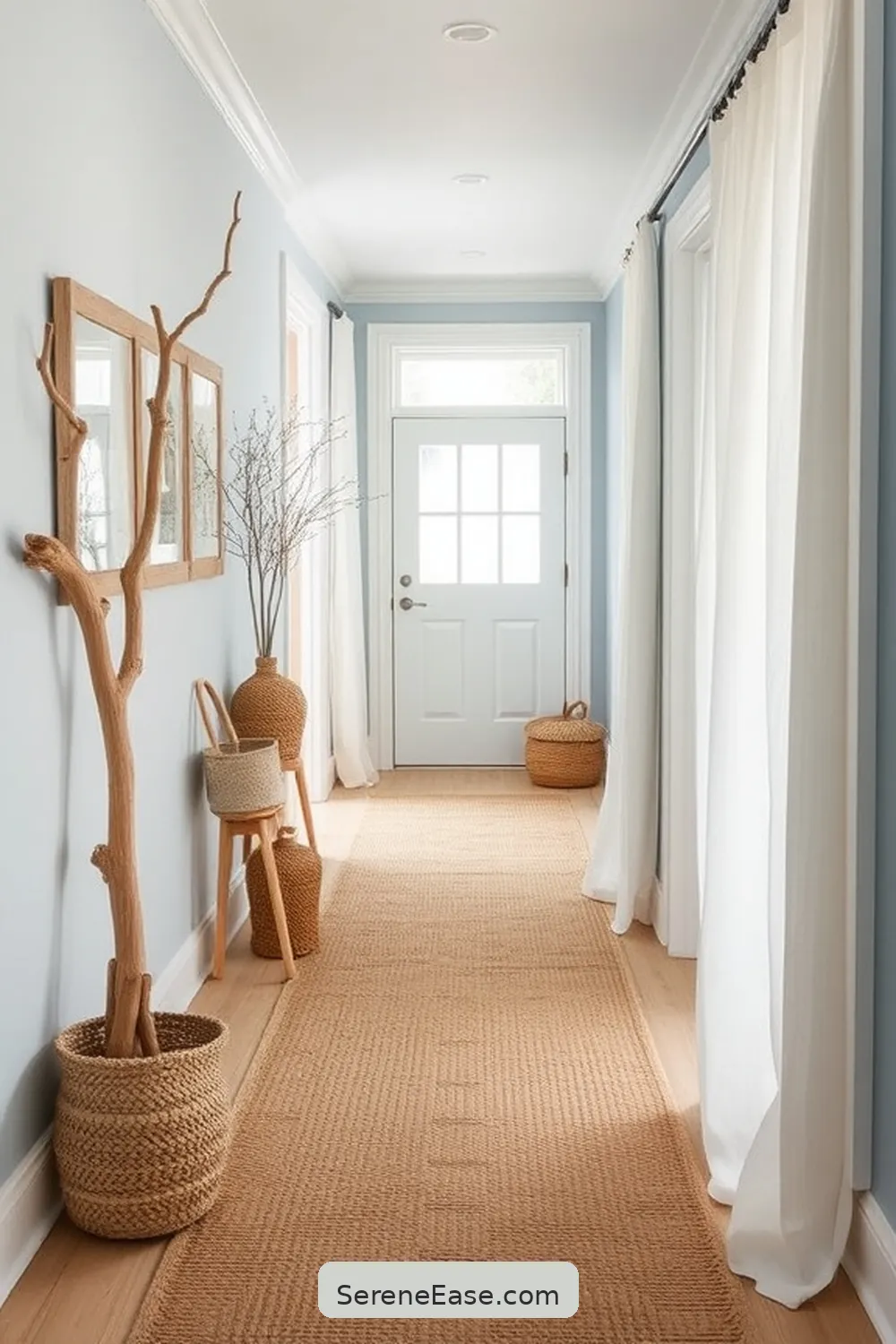 19 Ways to Achieve Monochromatic Coastal Style in Your Hallway 4 Incorporate Natural Textures for 19 Ways to Achieve Monochromatic Coastal Style in Your Hallway