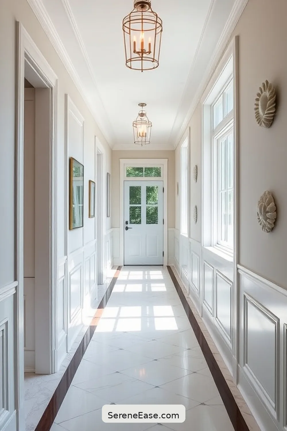 19 Ways to Achieve Monochromatic Coastal Style in Your Hallway 11 Install Wainscoting for 19 Ways to Achieve Monochromatic Coastal Style in Your Hallway