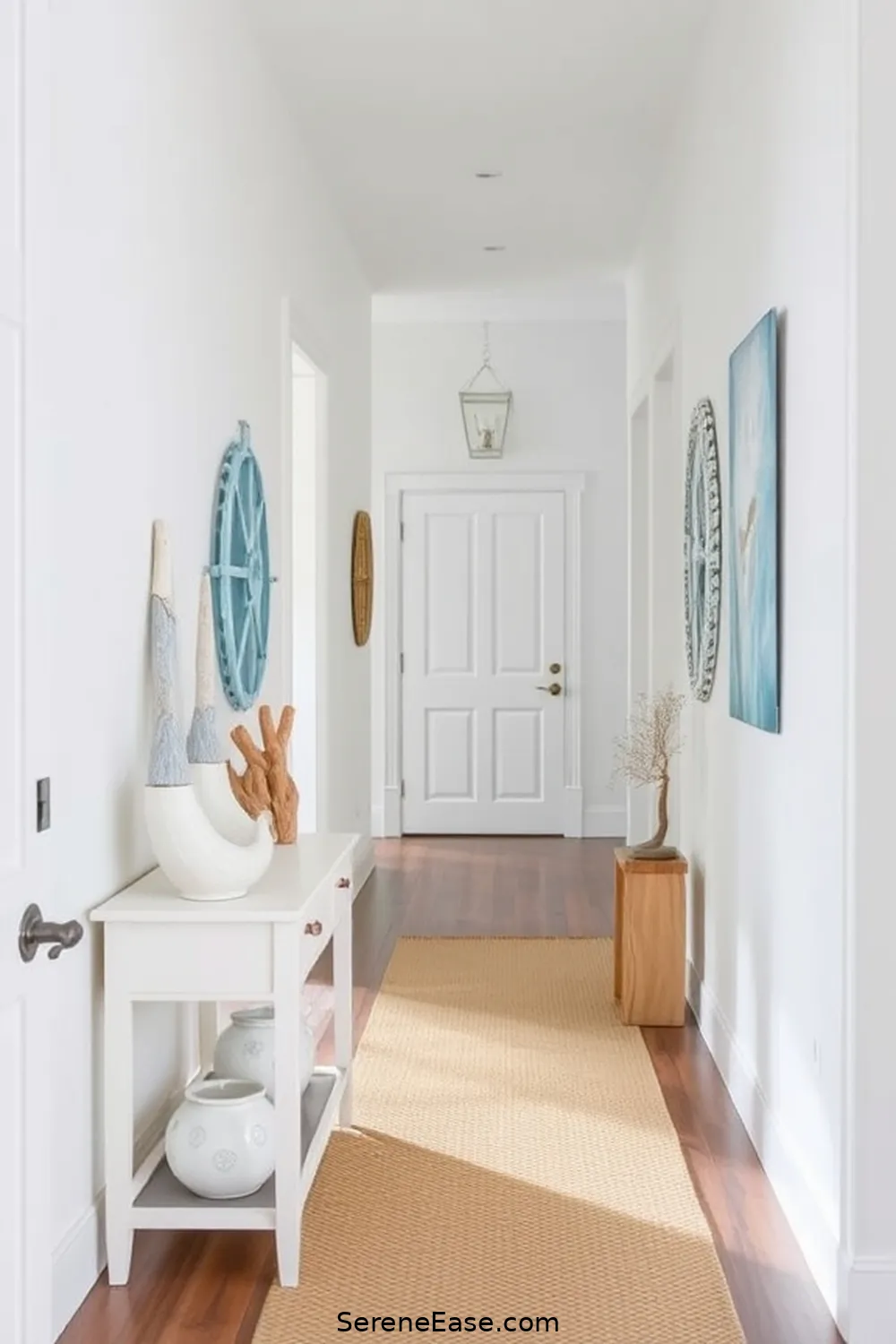 19 Ways to Achieve Monochromatic Coastal Style in Your Hallway 8 Integrate Nautical Accessories for 19 Ways to Achieve Monochromatic Coastal Style in Your Hallway