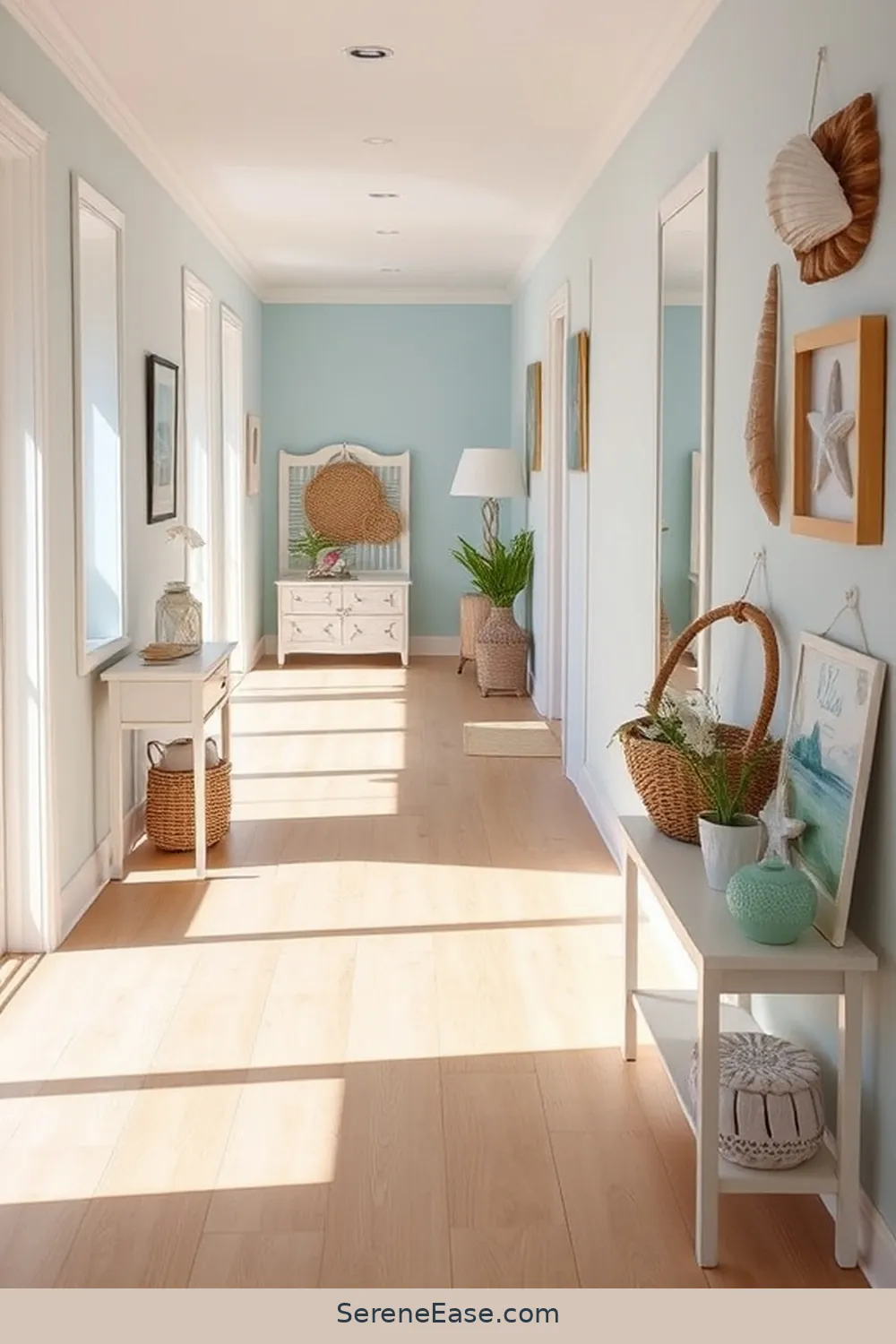 19 Ways to Achieve Monochromatic Coastal Style in Your Hallway 7 Opt for Beachy Flooring for 19 Ways to Achieve Monochromatic Coastal Style in Your Hallway
