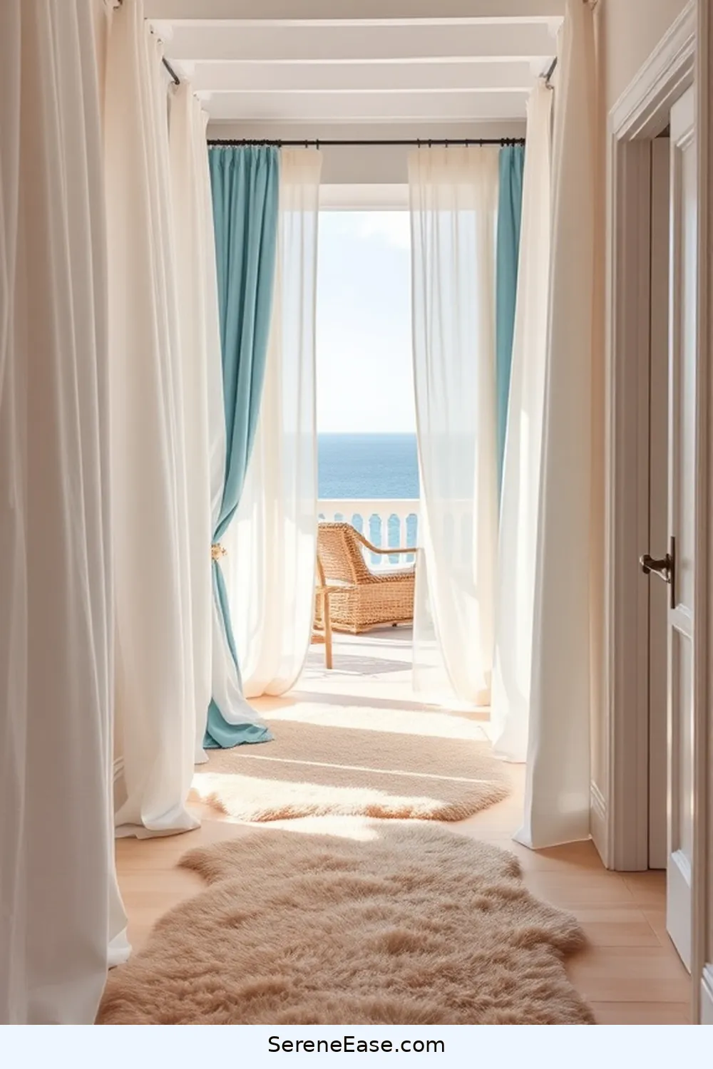 19 Ways to Achieve Monochromatic Coastal Style in Your Hallway 14 Use Textiles in Coastal Colors for 19 Ways to Achieve Monochromatic Coastal Style in Your Hallway