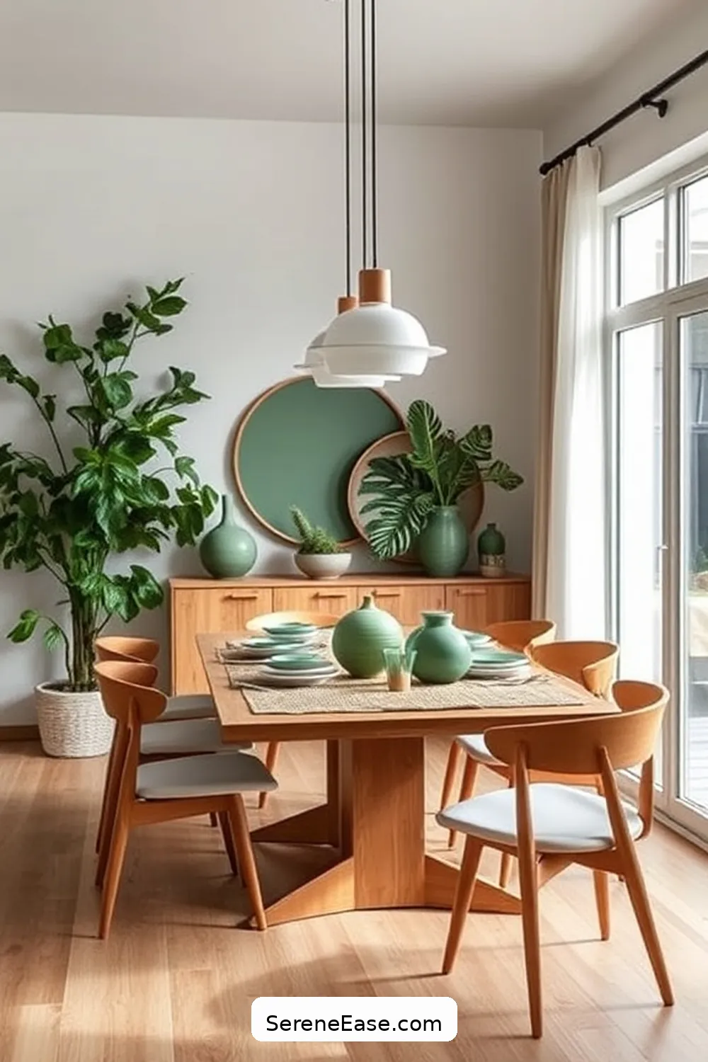 19 Ways to Achieve Monochromatic Dining Room in Mid-Century Modern Style 9 Embrace Natural Elements for 19 Ways to Achieve Monochromatic Dining Room in Mid-Century Modern Style