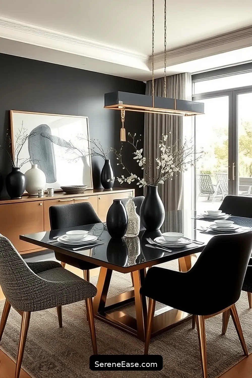 19 Ways to Achieve Monochromatic Dining Room in Mid-Century Modern Style 18 Enhance With Decorative Accents for 19 Ways to Achieve Monochromatic Dining Room in Mid-Century Modern Style
