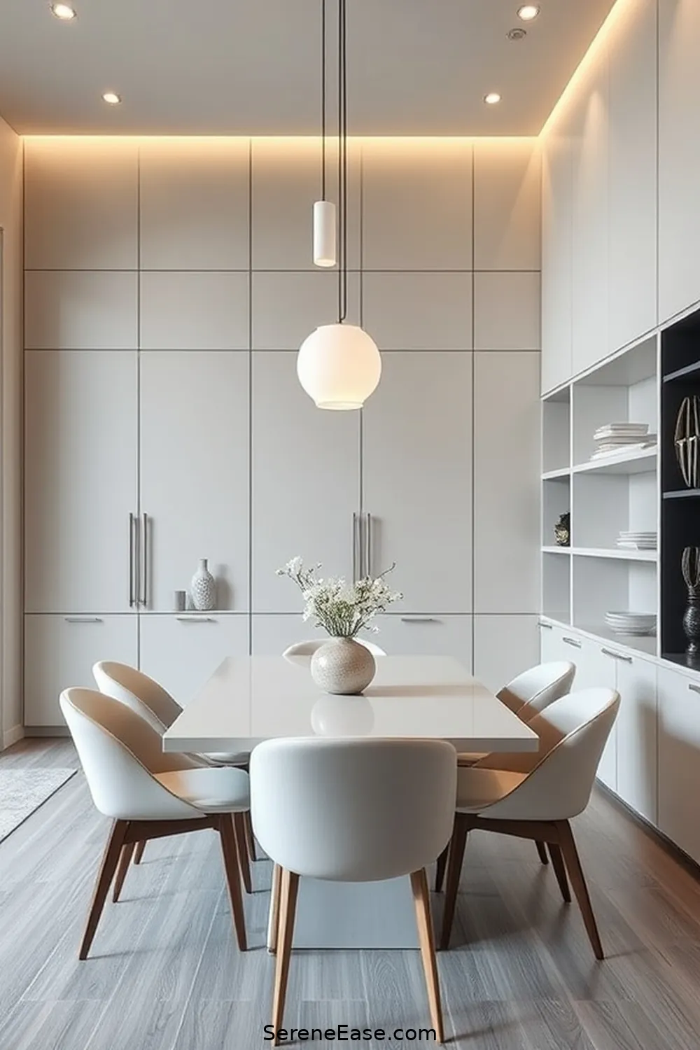 19 Ways to Achieve Monochromatic Dining Room in Mid-Century Modern Style 17 Integrate Functional Storage Solutions for 19 Ways to Achieve Monochromatic Dining Room in Mid-Century Modern Style