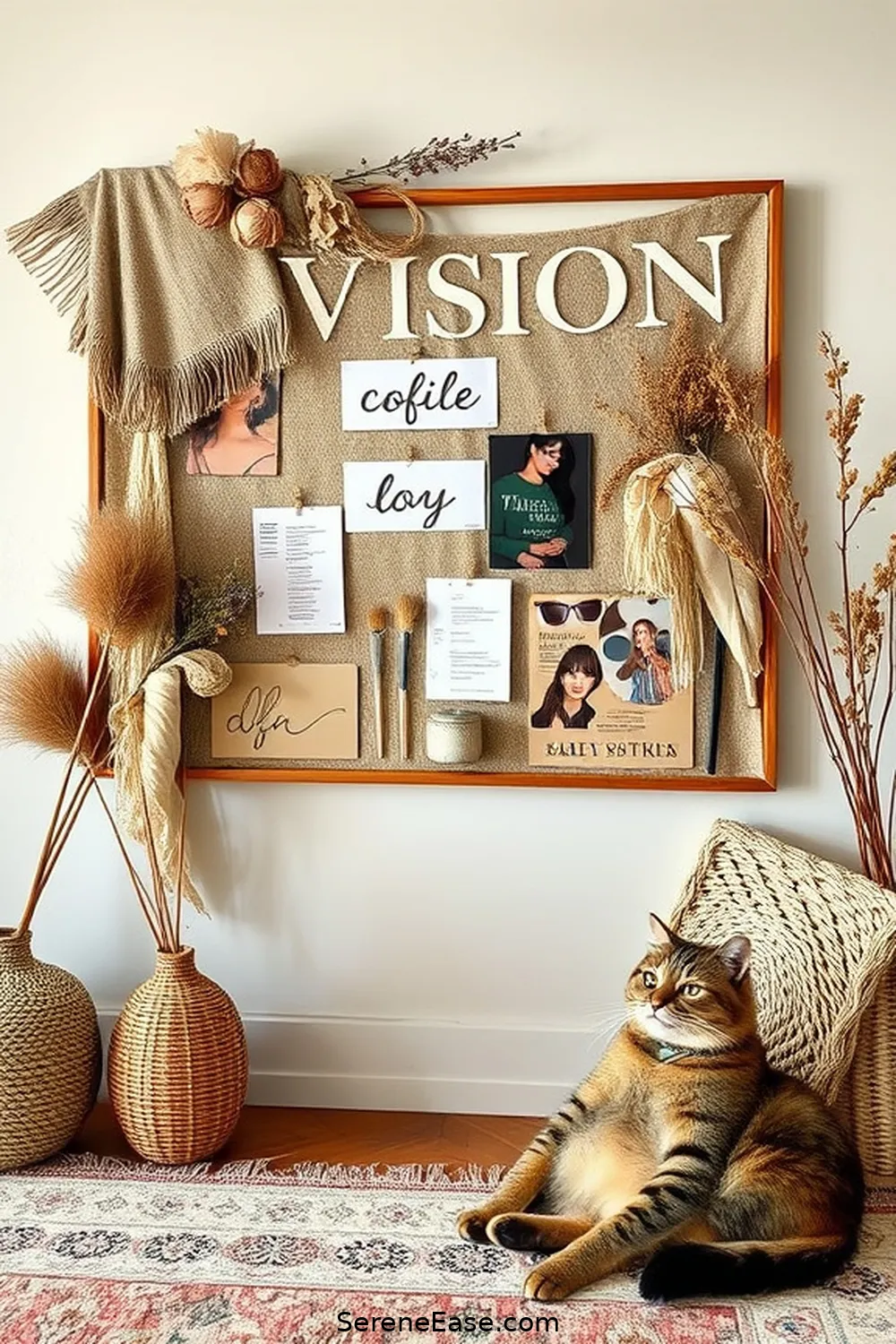 Curate a Vision Board for 19 Ways to Achieve Monochromatic Home Office Bohemian Style