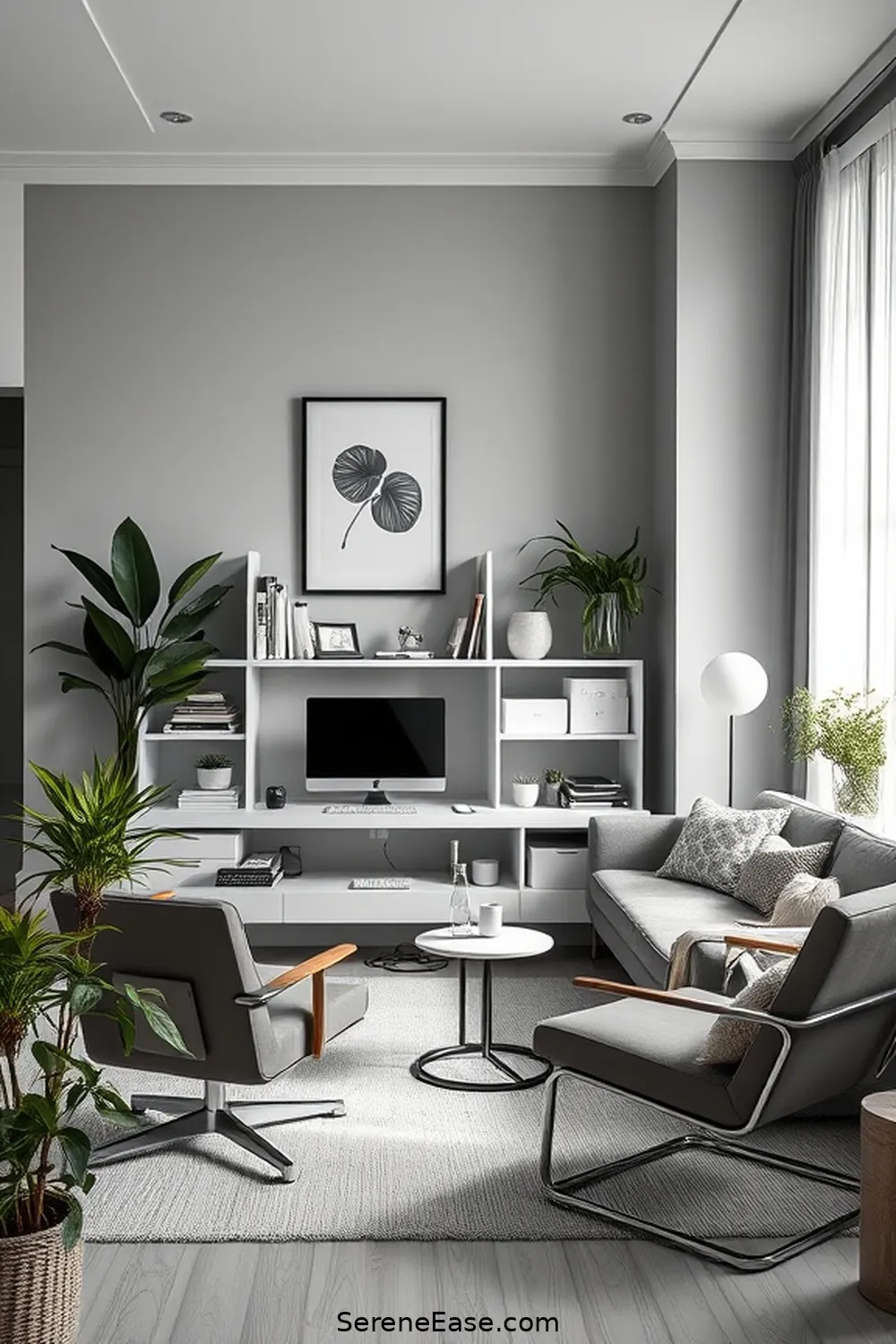 Maintain a Clutter-Free Surface for 19 Ways to Achieve Monochromatic Home Office Bohemian Style