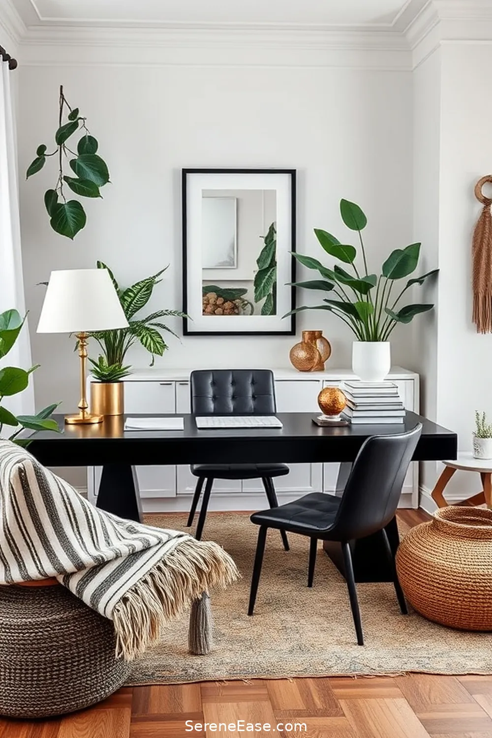 Select a Statement Desk for 19 Ways to Achieve Monochromatic Home Office Bohemian Style