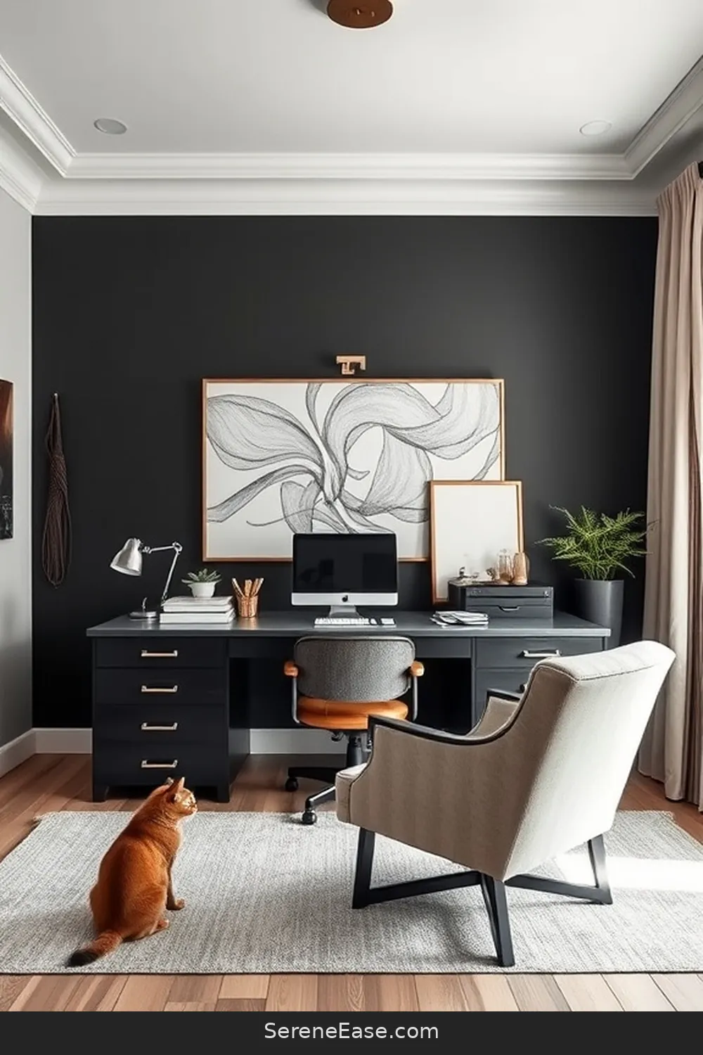 19 Ways to Achieve Monochromatic Home Office Modern Farmhouse Style 12 11. Implement a Statement Wall for 19 Ways to Achieve Monochromatic Home Office Modern Farmhouse Style