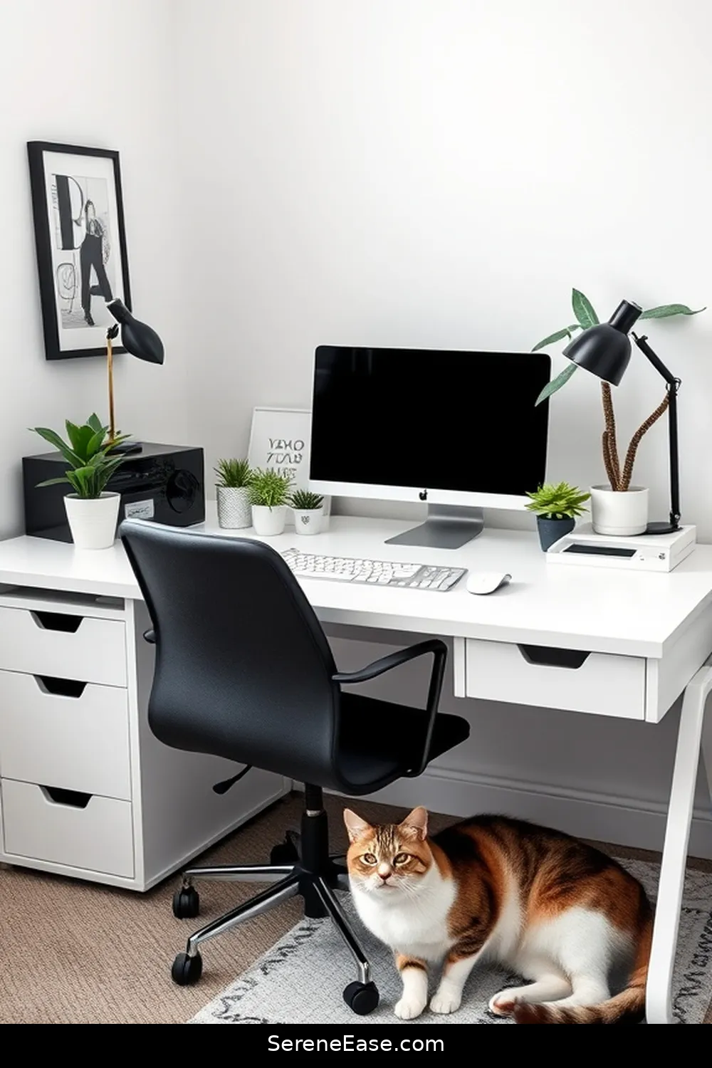 19 Ways to Achieve Monochromatic Home Office Modern Farmhouse Style 17 16. Maintain an Organized Desk for 19 Ways to Achieve Monochromatic Home Office Modern Farmhouse Style