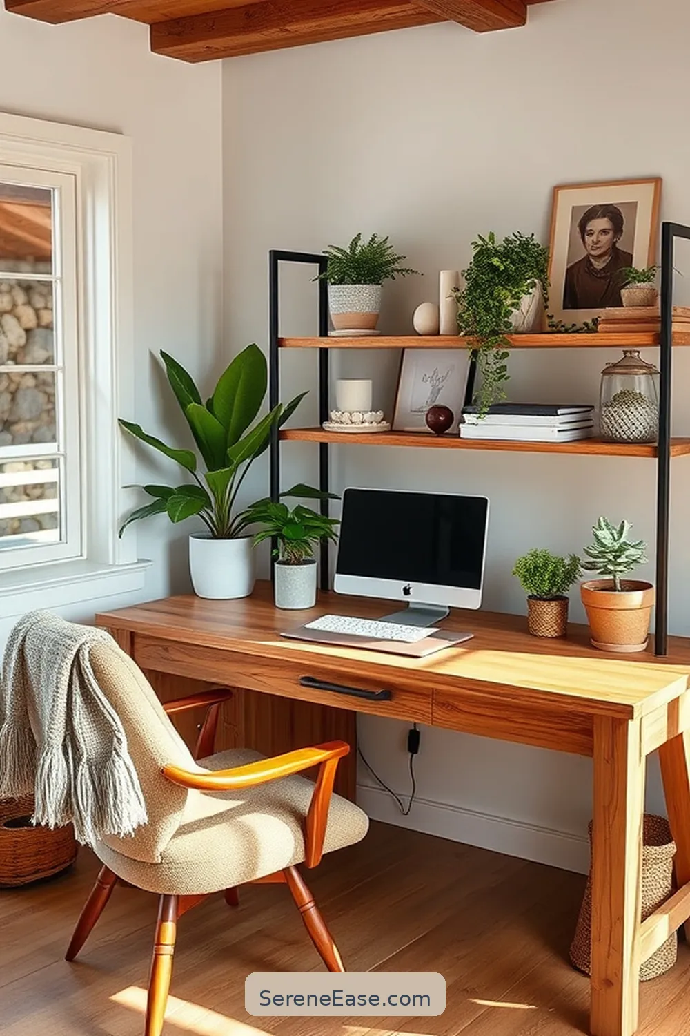 19 Ways to Achieve Monochromatic Home Office Modern Farmhouse Style 3 2. Incorporate Natural Wood Elements for 19 Ways to Achieve Monochromatic Home Office Modern Farmhouse Style