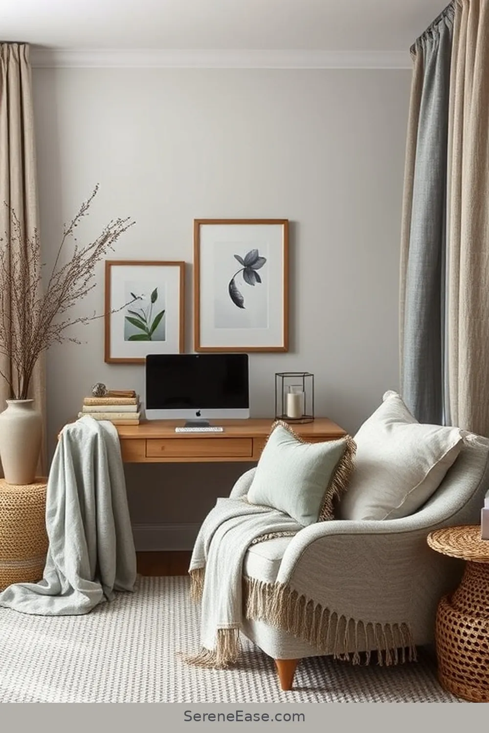 19 Ways to Achieve Monochromatic Home Office Modern Farmhouse Style 4 3. Use Textured Fabrics for 19 Ways to Achieve Monochromatic Home Office Modern Farmhouse Style