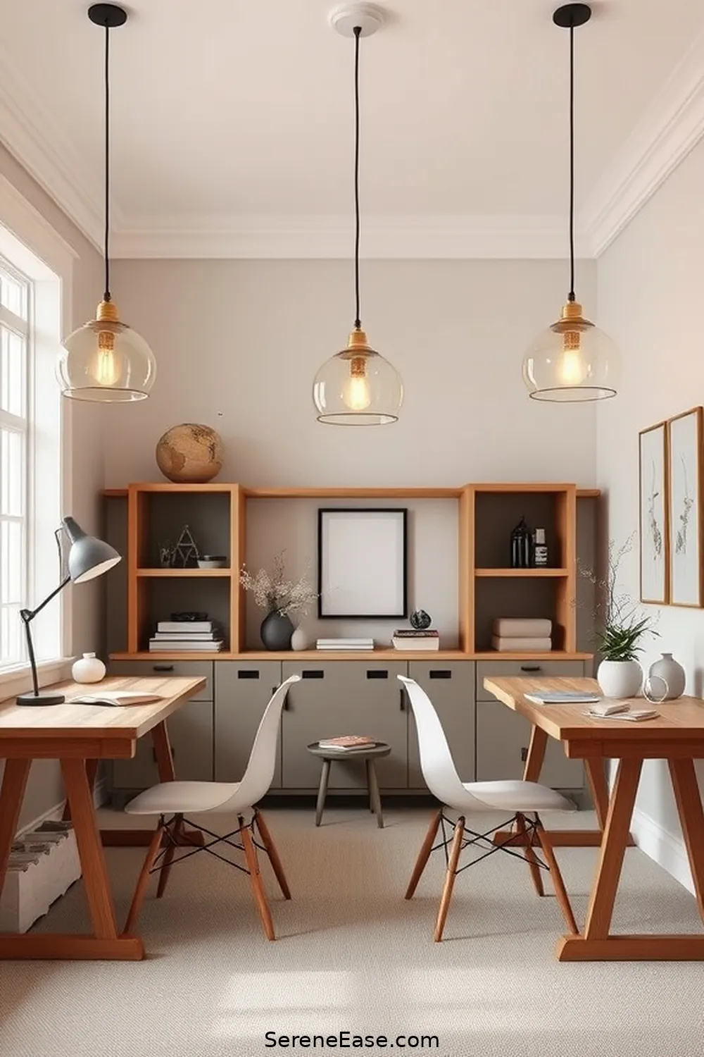 19 Ways to Achieve Monochromatic Home Office Modern Farmhouse Style 6 5. Add Farmhouse-Inspired Lighting for 19 Ways to Achieve Monochromatic Home Office Modern Farmhouse Style