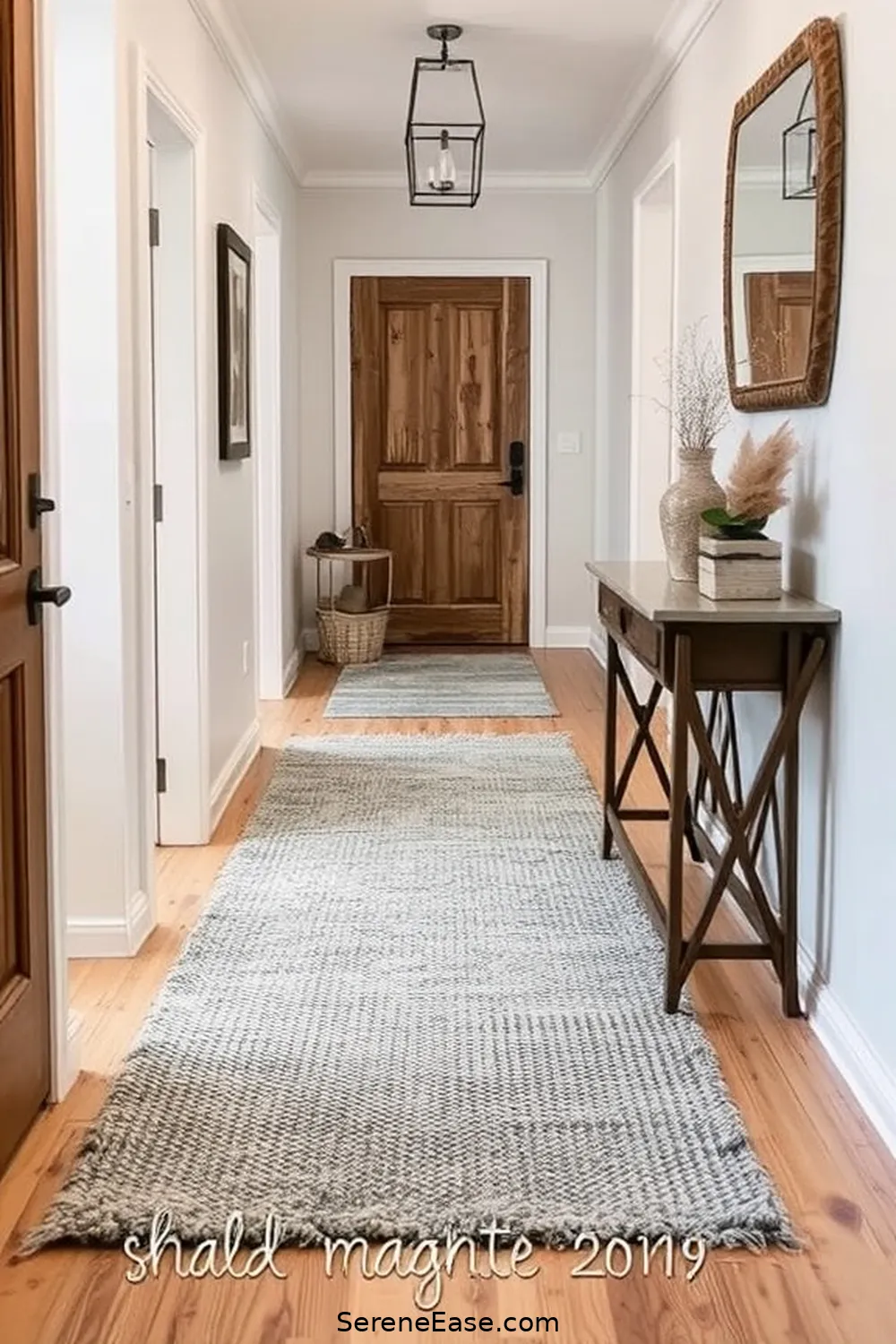 19 Ways to Achieve a Monochromatic Hallway in Modern Farmhouse Style 6 Add Layered Rugs for 19 Ways to Achieve a Monochromatic Hallway in Modern Farmhouse Style