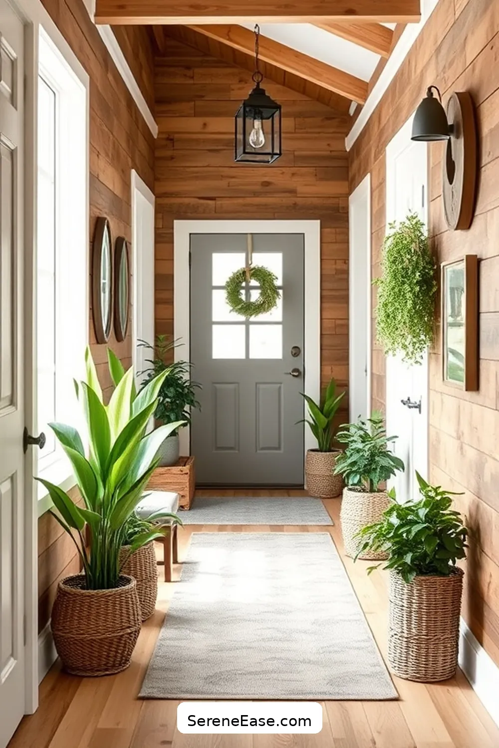 19 Ways to Achieve a Monochromatic Hallway in Modern Farmhouse Style 8 Incorporate Natural Elements for 19 Ways to Achieve a Monochromatic Hallway in Modern Farmhouse Style