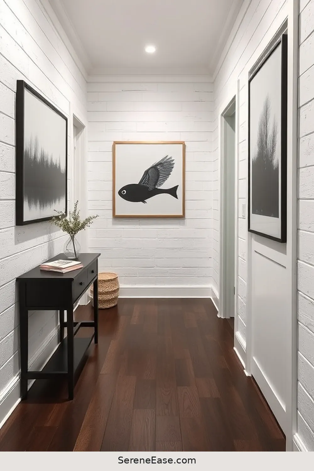 19 Ways to Achieve a Monochromatic Hallway in Modern Farmhouse Style 7 Utilize Bold Wall Art for 19 Ways to Achieve a Monochromatic Hallway in Modern Farmhouse Style