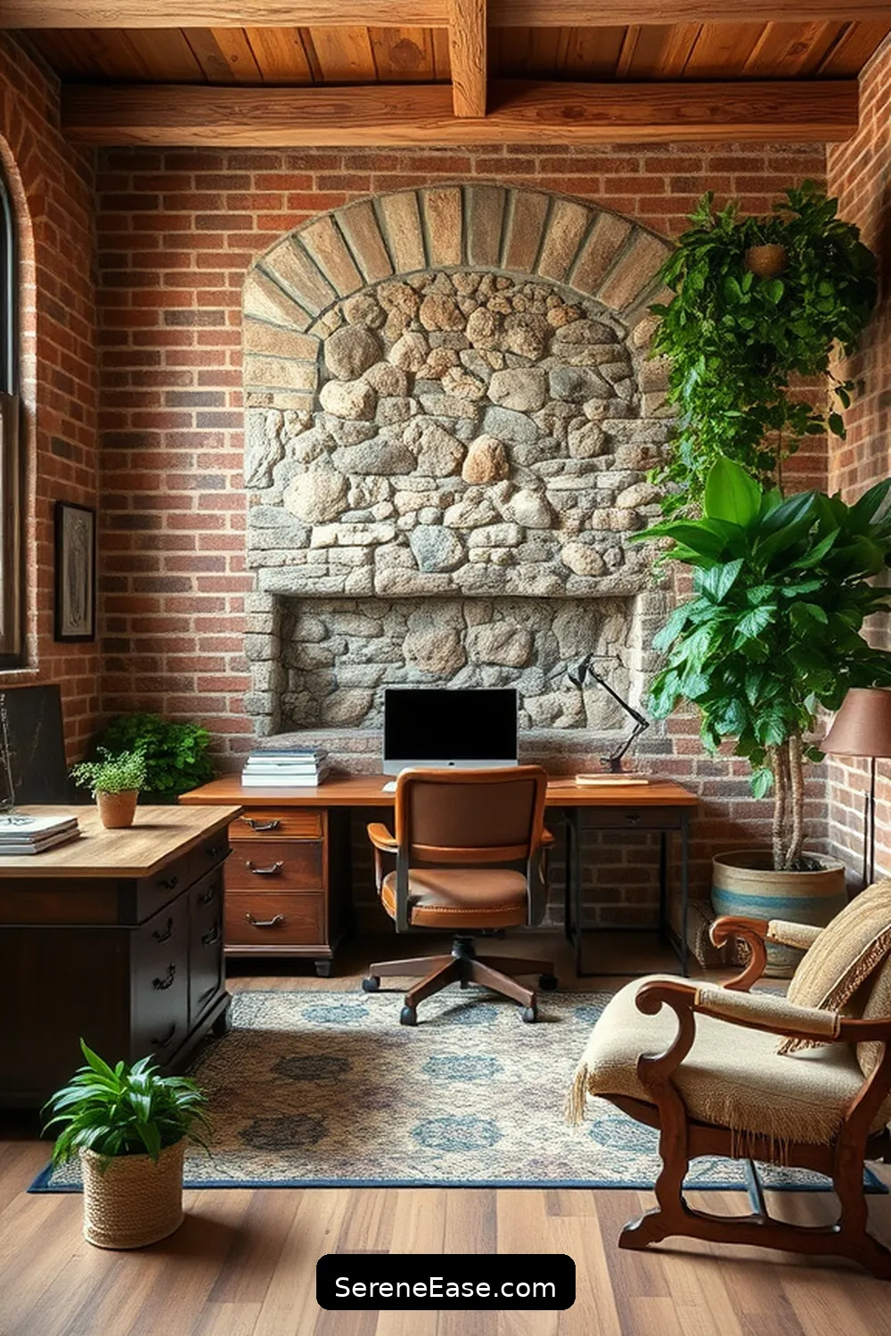19 Ways to Incorporate Earth Tones Into Rustic Home Office Style 7 Utilize Stone or Brick Elements for 19 Ways to Incorporate Earth Tones Into Rustic Home Office Style