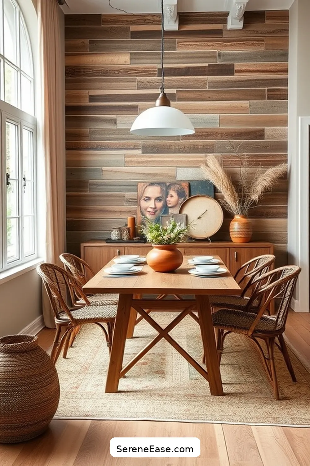 19 Ways to Incorporate Earth Tones in Modern Farmhouse Dining Room Style 16 Create a Feature Wall With Natural Materials for 19 Ways to Incorporate Earth Tones in Modern Farmhouse Dining Room Style