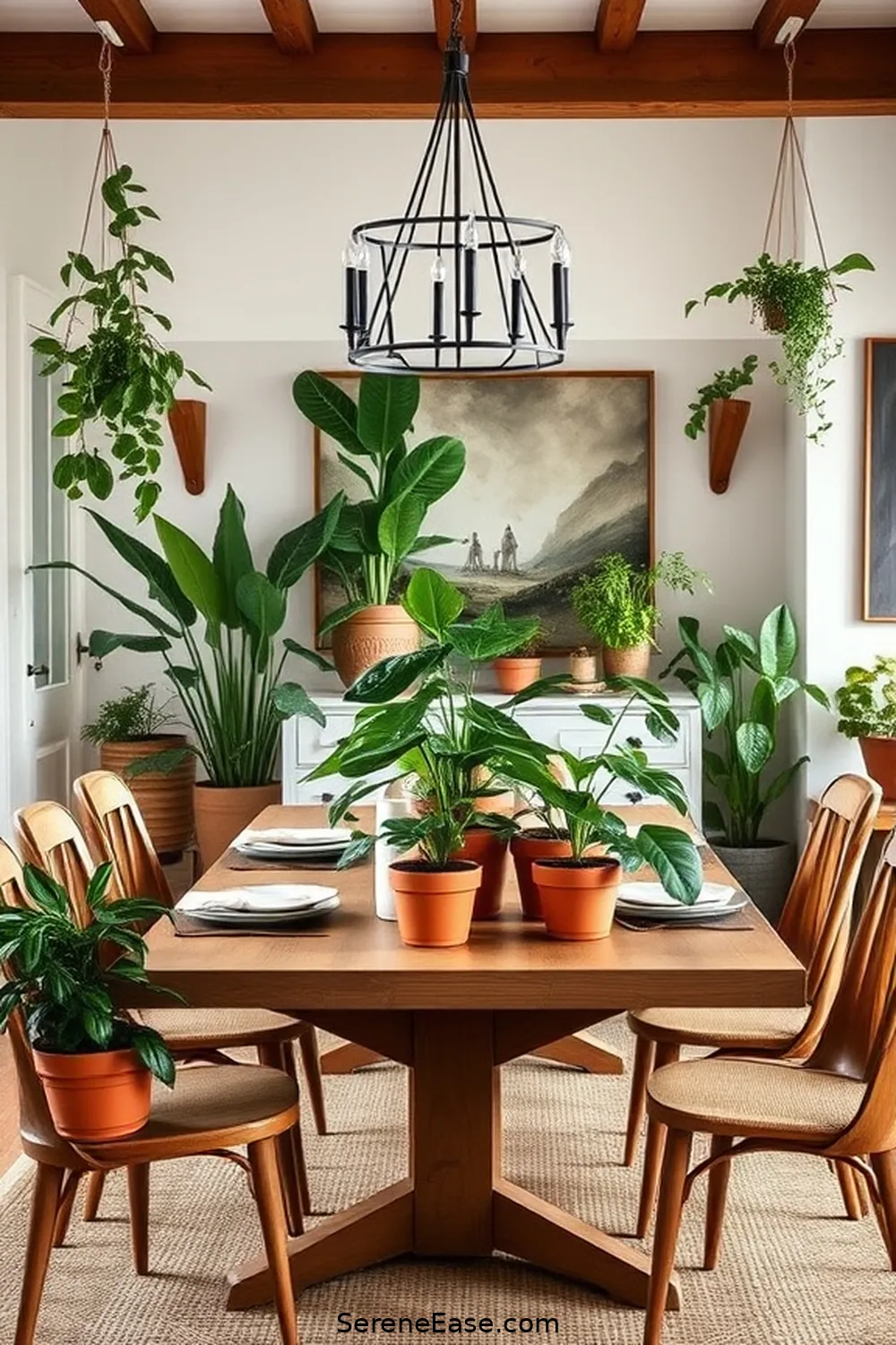 19 Ways to Incorporate Earth Tones in Modern Farmhouse Dining Room Style 10 Incorporate Potted Plants and Greenery for 19 Ways to Incorporate Earth Tones in Modern Farmhouse Dining Room Style