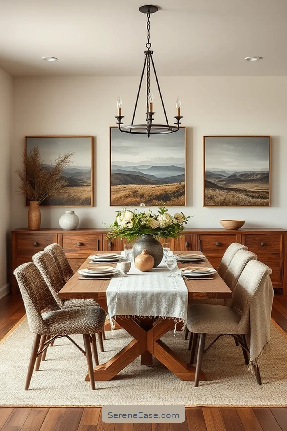 19 Ways to Incorporate Earth Tones in Modern Farmhouse Dining Room Style 14 Use Artwork Featuring Natural Scenes for 19 Ways to Incorporate Earth Tones in Modern Farmhouse Dining Room Style