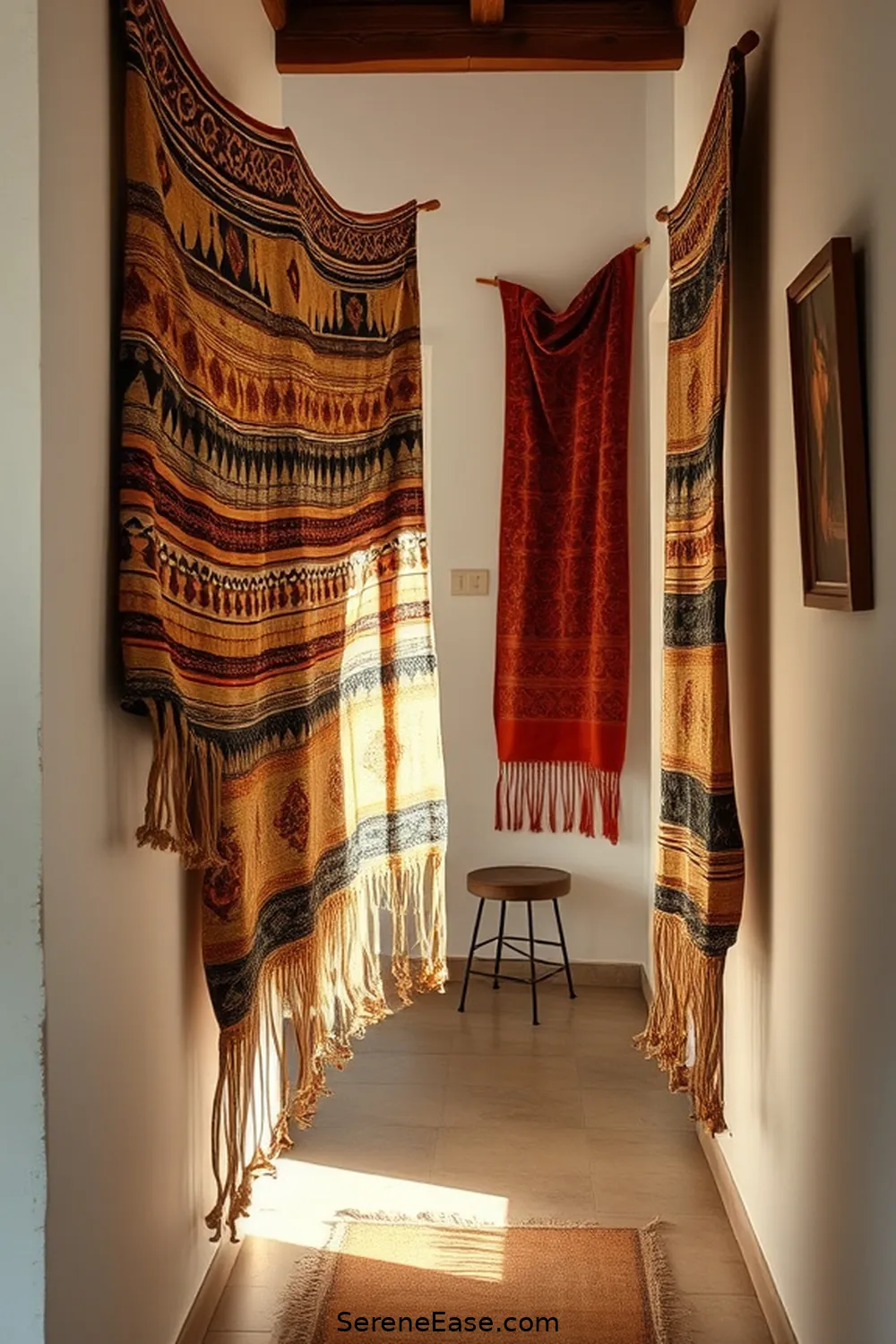 19 Ways to Incorporate Earth Tones in Your Bohemian Hallway Style 4 Use Woven Textiles for Wall Hangings for 19 Ways to Incorporate Earth Tones in Your Bohemian Hallway Style