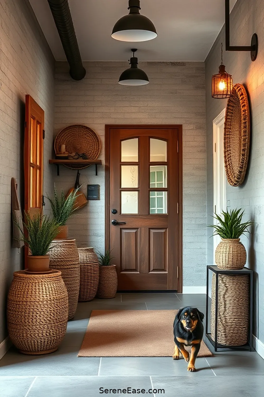 19 Ways to Incorporate Earth Tones in Your Industrial Style Entryway 15 Incorporate Woven Baskets for 19 Ways to Incorporate Earth Tones in Your Industrial Style Entryway
