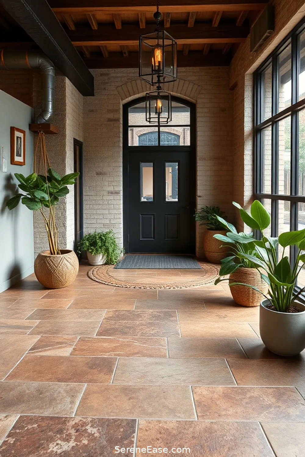 19 Ways to Incorporate Earth Tones in Your Industrial Style Entryway 10 Use Natural Stone for Flooring for 19 Ways to Incorporate Earth Tones in Your Industrial Style Entryway