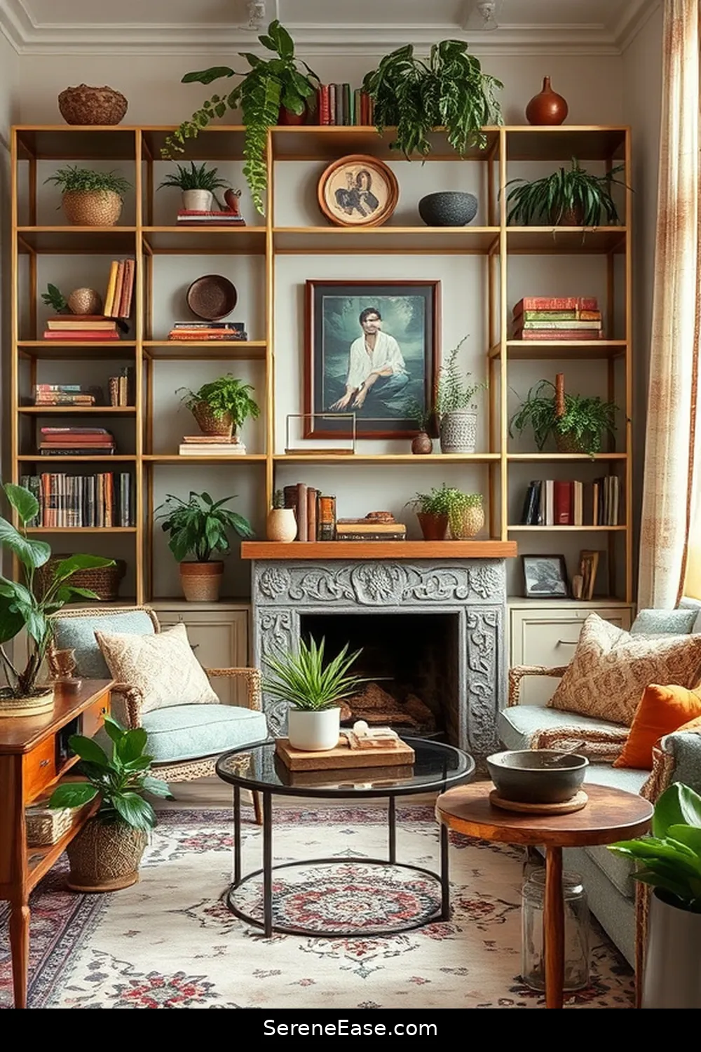 19 Ways to Incorporate Metallic Accents in Bohemian Style Living Rooms 16 Feature Metallic Bookshelves for 19 Ways to Incorporate Metallic Accents in Bohemian Style Living Rooms