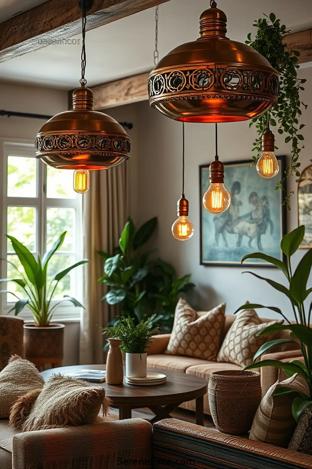 19 Ways to Incorporate Metallic Accents in Bohemian Style Living Rooms 8 Utilize Metallic Light Fixtures for 19 Ways to Incorporate Metallic Accents in Bohemian Style Living Rooms