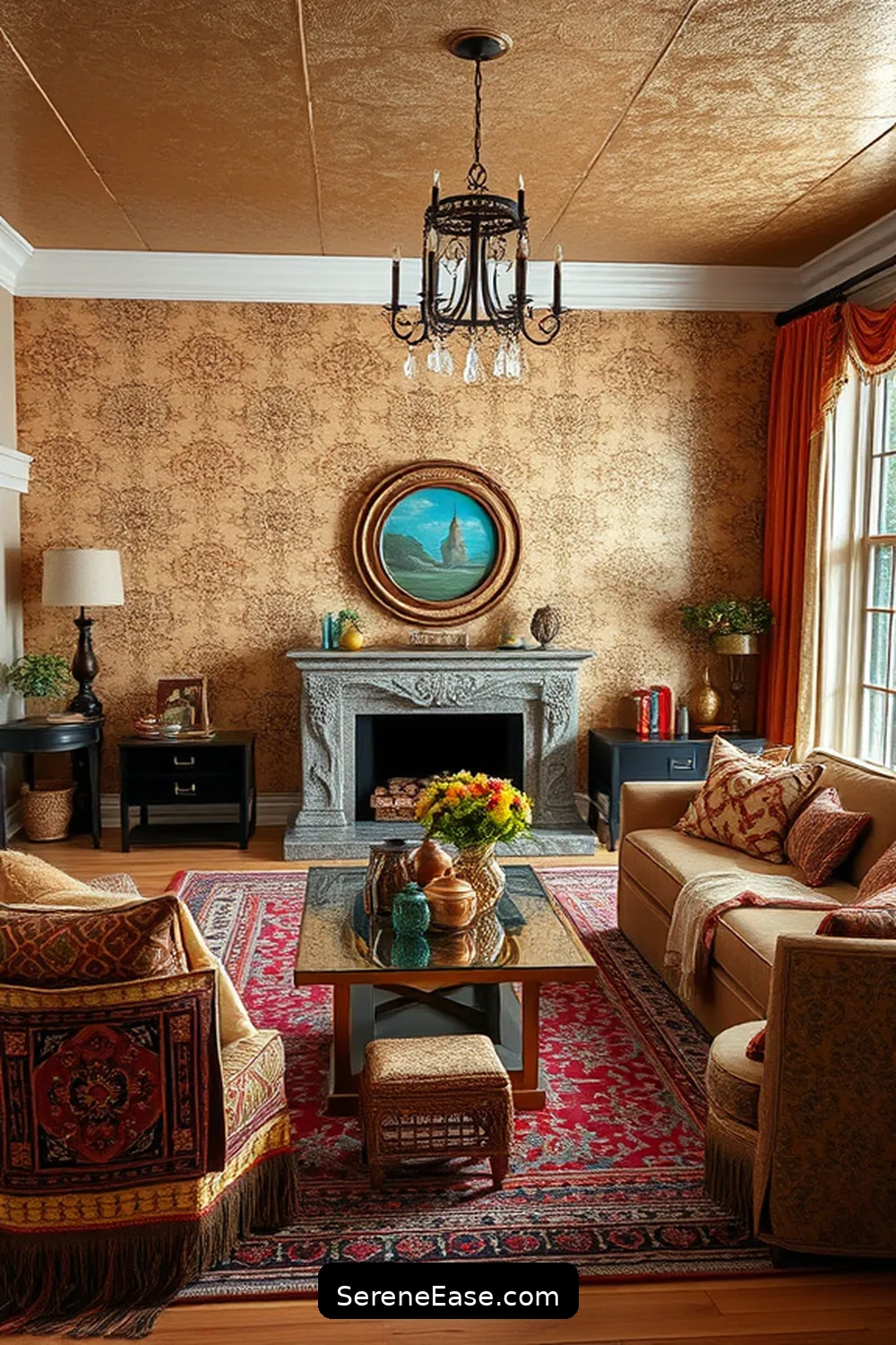 19 Ways to Incorporate Metallic Accents in Bohemian Style Living Rooms 20 Utilize Metallic Wall Treatments for 19 Ways to Incorporate Metallic Accents in Bohemian Style Living Rooms